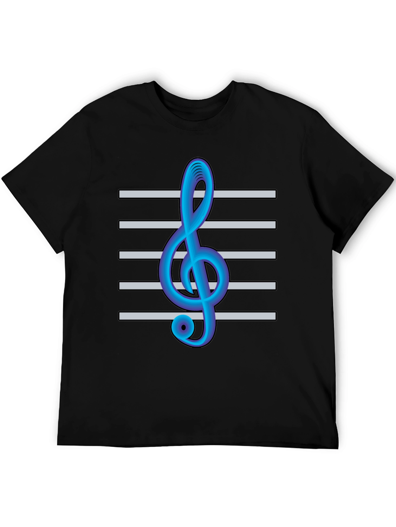 Musical Clef Graphic Tee - Black Cotton T-Shirt