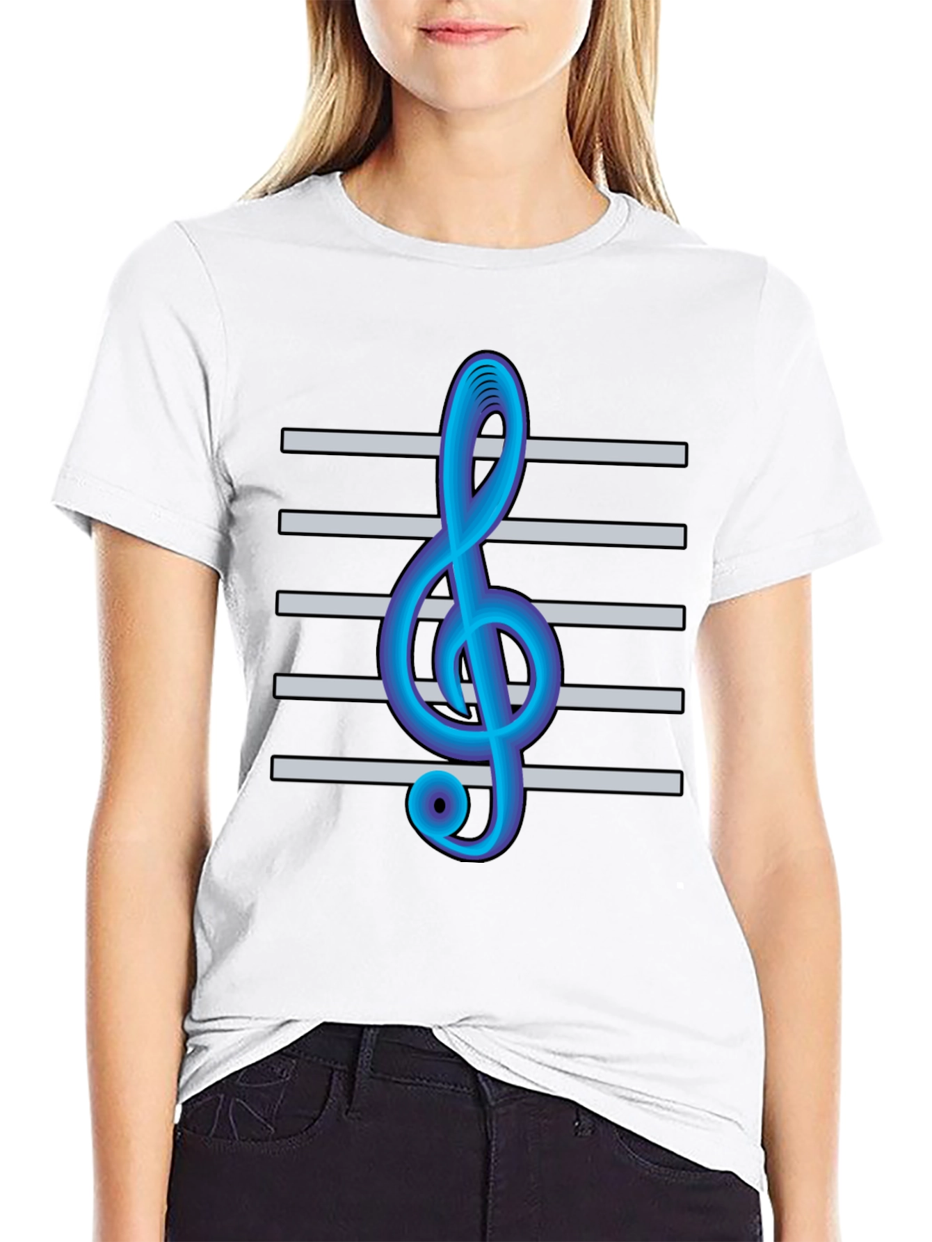 Musical Clef Graphic Tee - Black Cotton T-Shirt