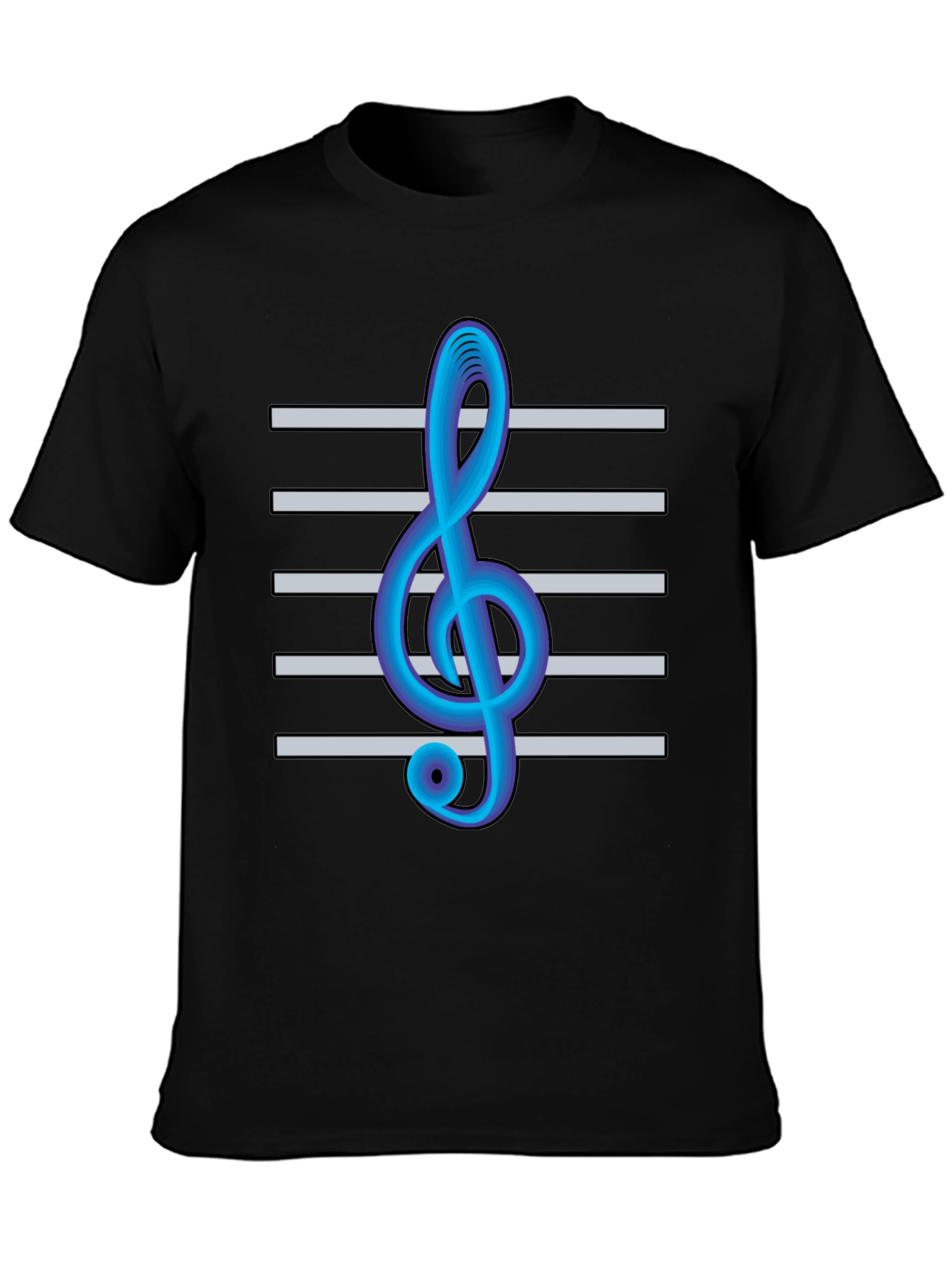 Musical Clef Graphic Tee - Black Cotton T-Shirt