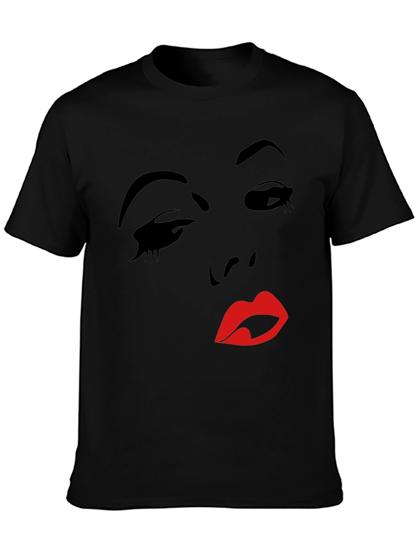 Silhouette Face Graphic T-Shirt - Black