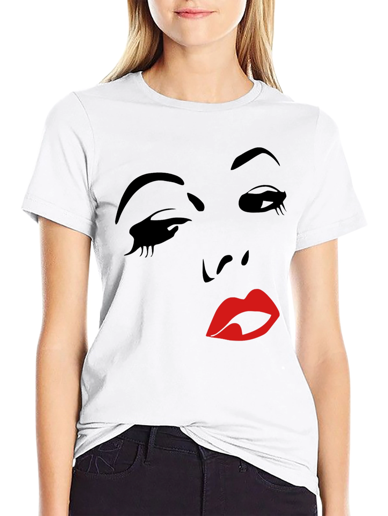 Silhouette Face Graphic T-Shirt - Black