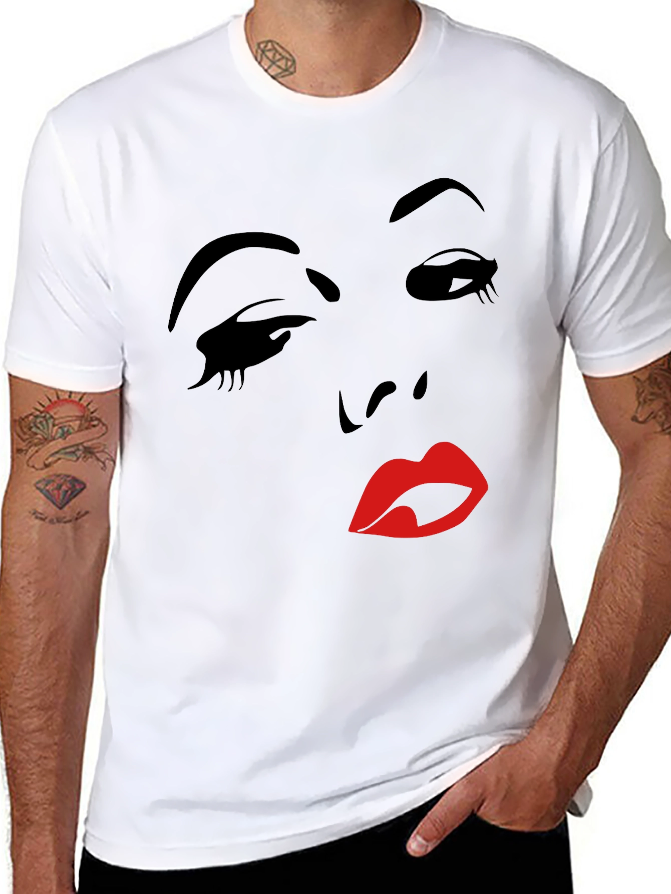 Silhouette Face Graphic T-Shirt - Black
