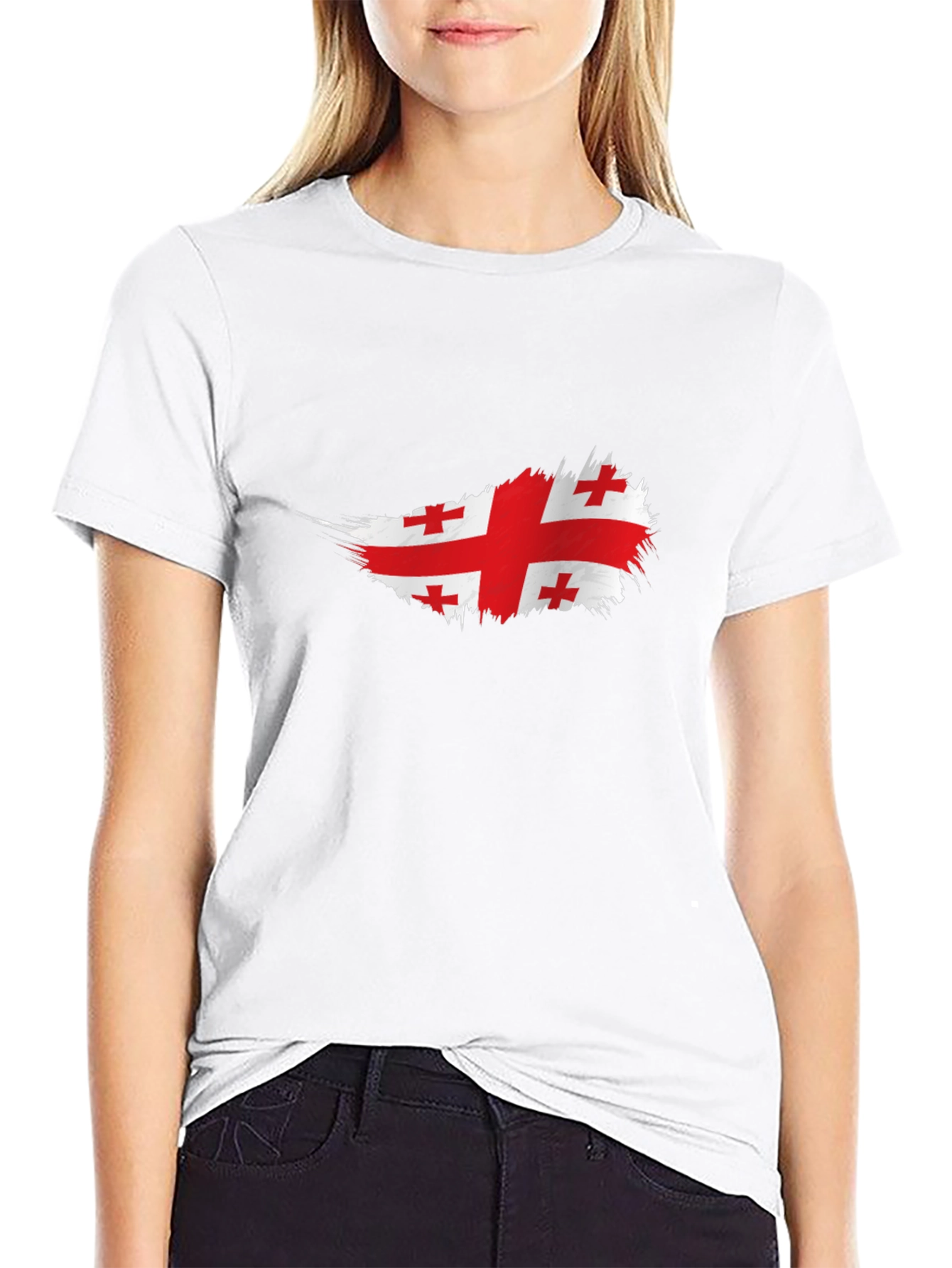 Georgian Flag T-Shirt - Brush Stroke Design