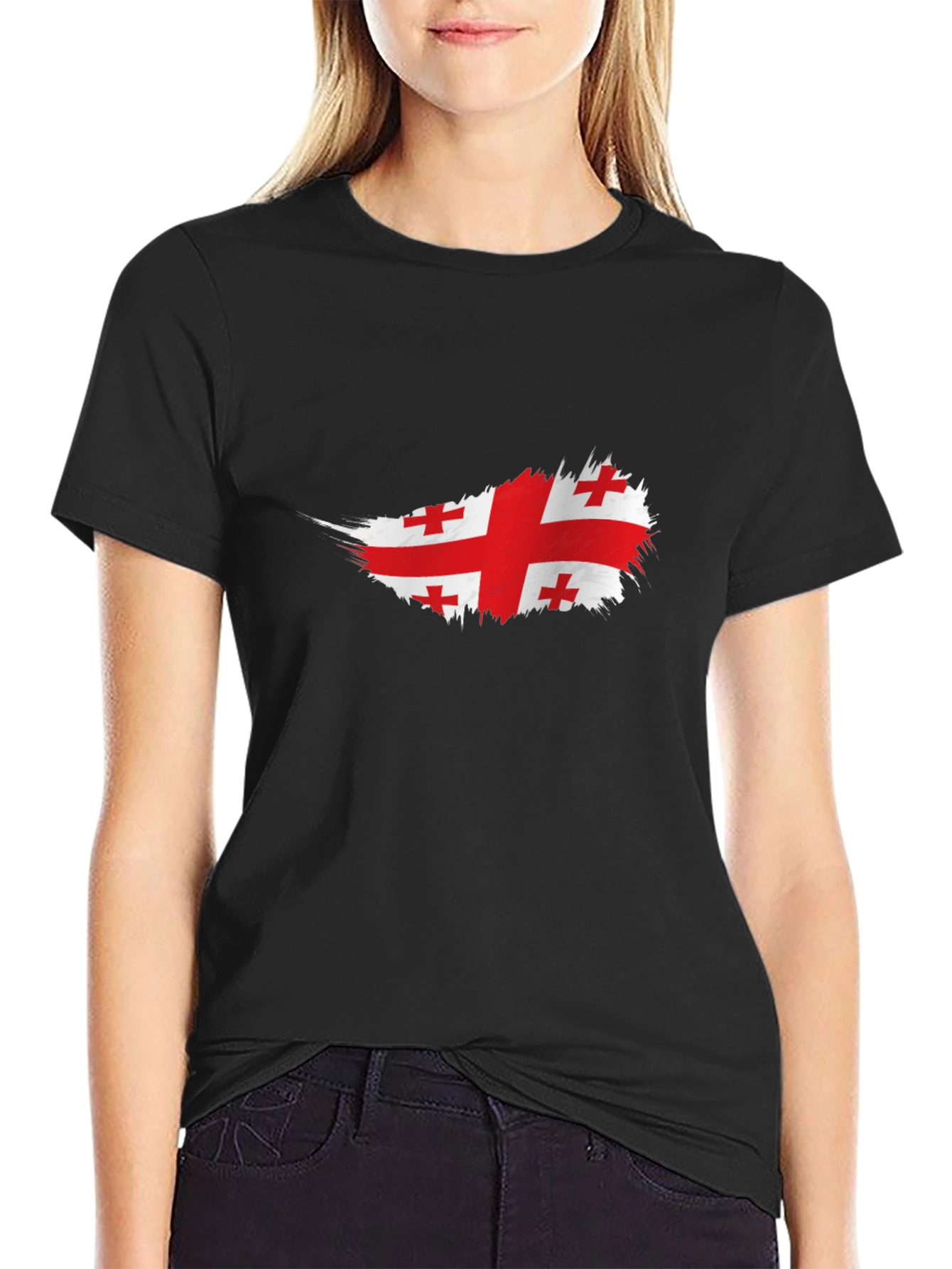 Georgian Flag T-Shirt - Brush Stroke Design