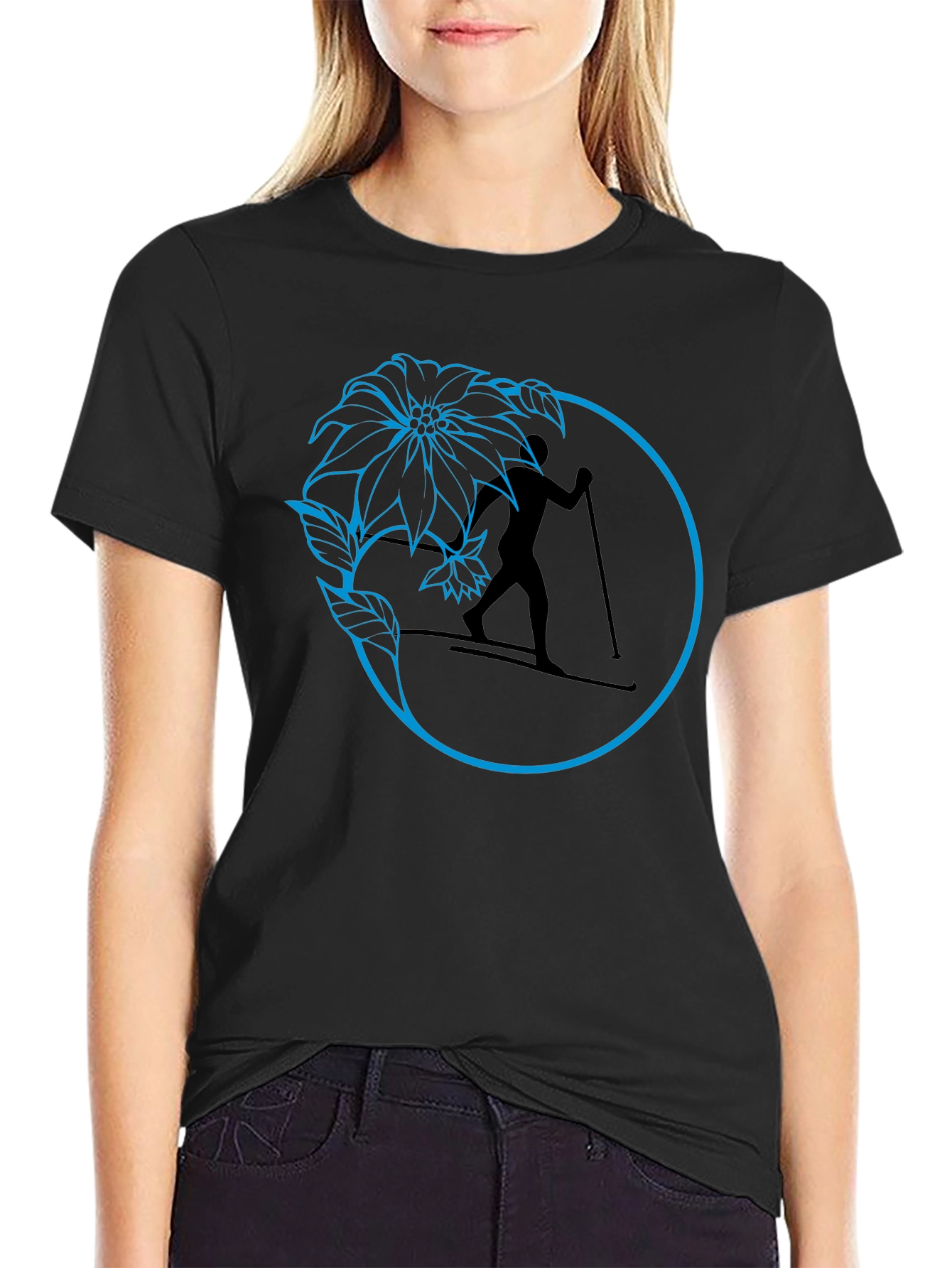 Skiing Flower Graphic Tee