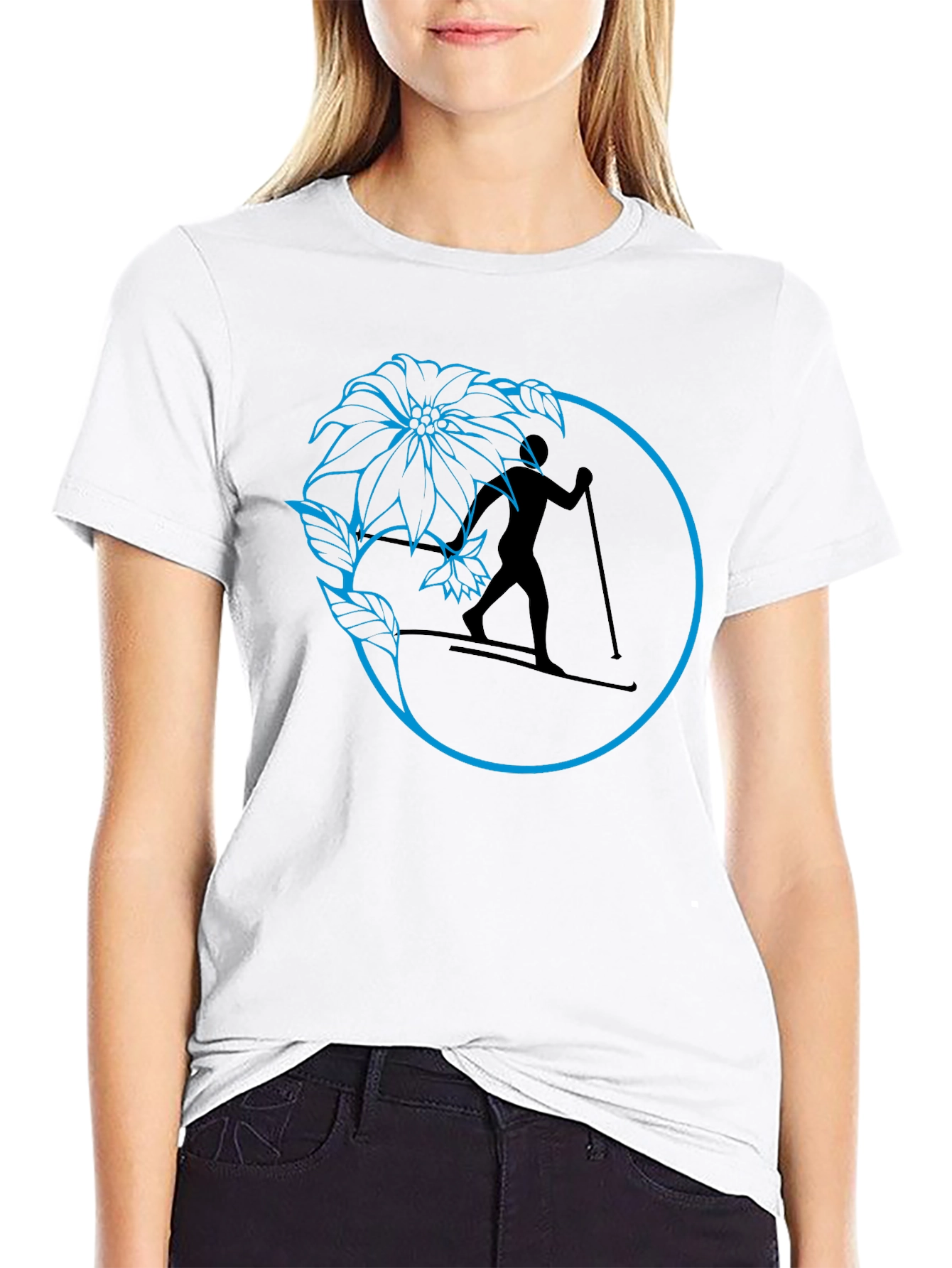 Skiing Flower Graphic Tee