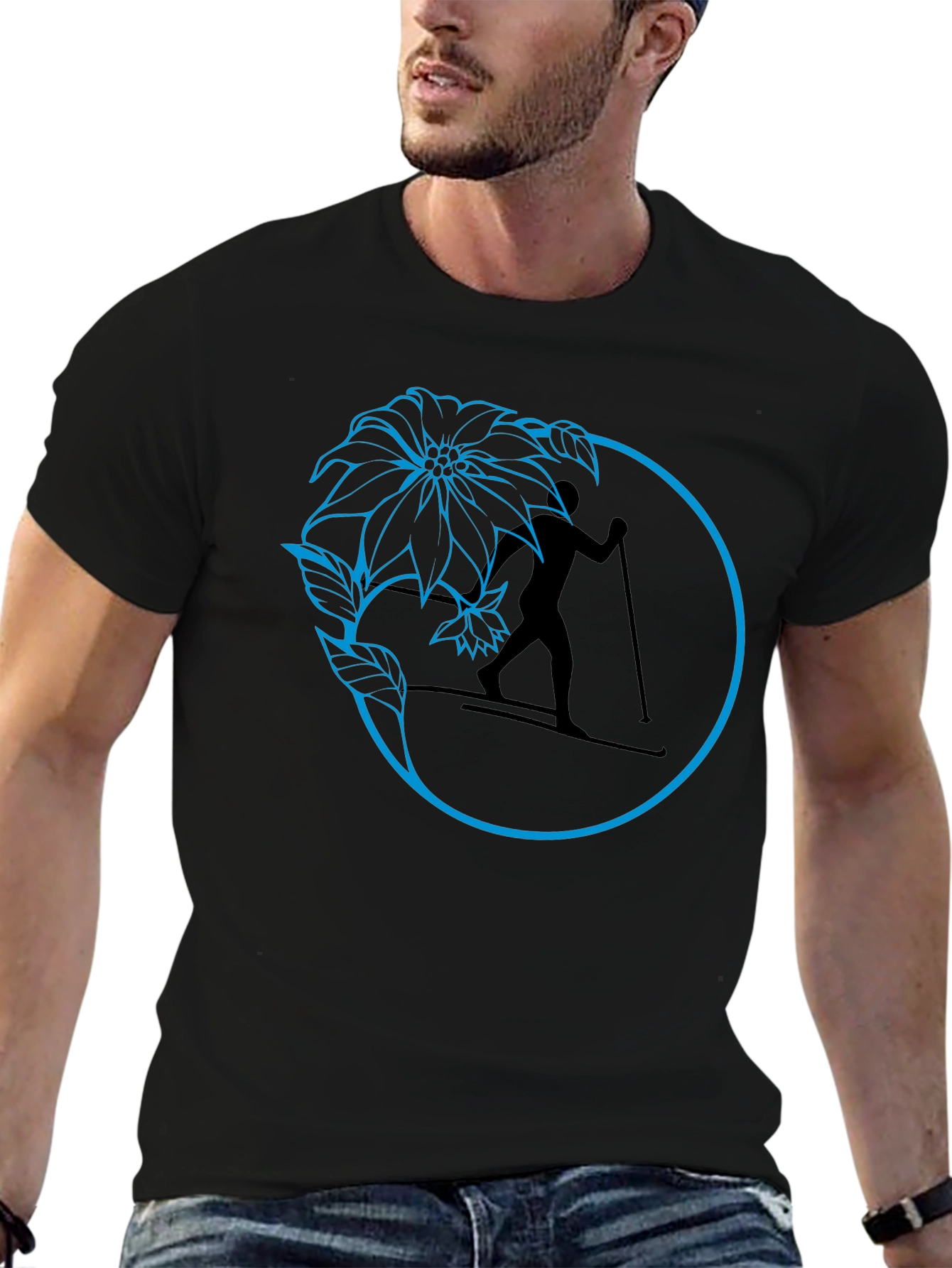 Skiing Flower Graphic Tee