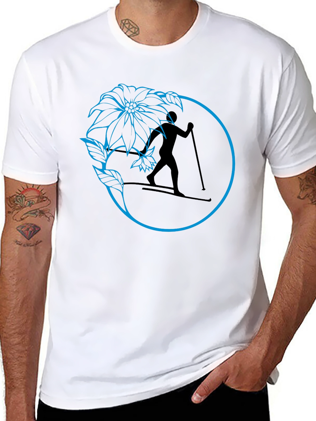 Skiing Flower Graphic Tee