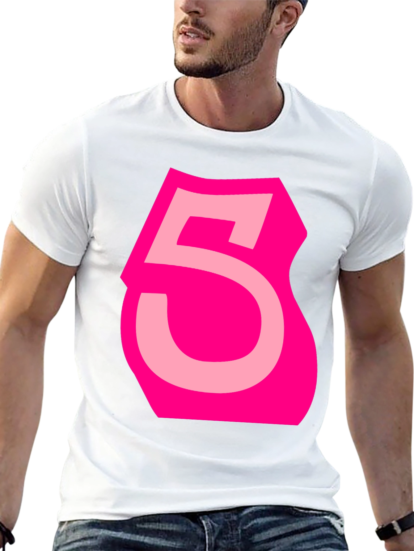 Bold Pink Number 5 Graphic Tee