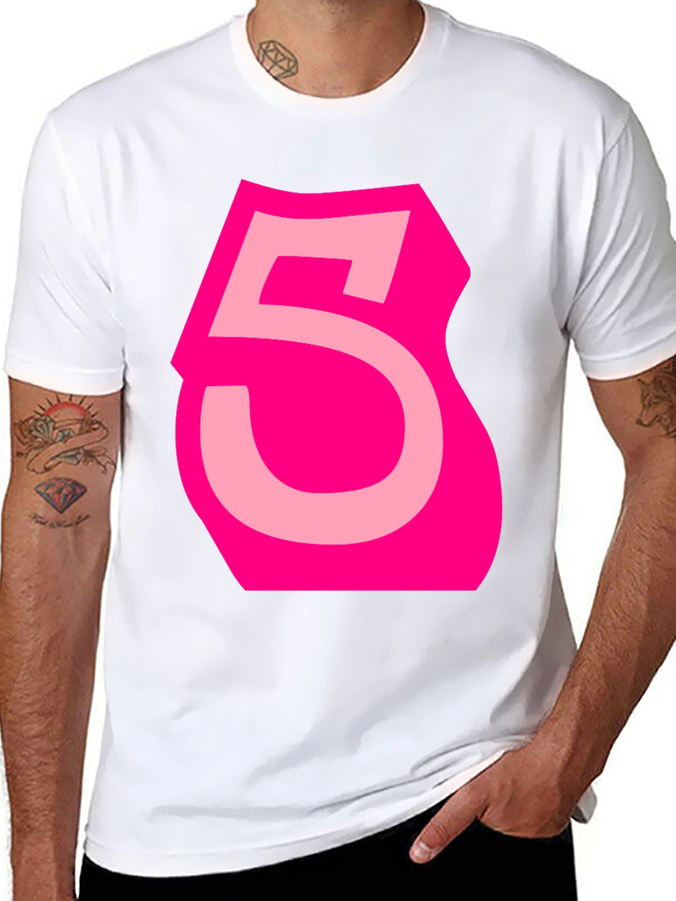 Bold Pink Number 5 Graphic Tee