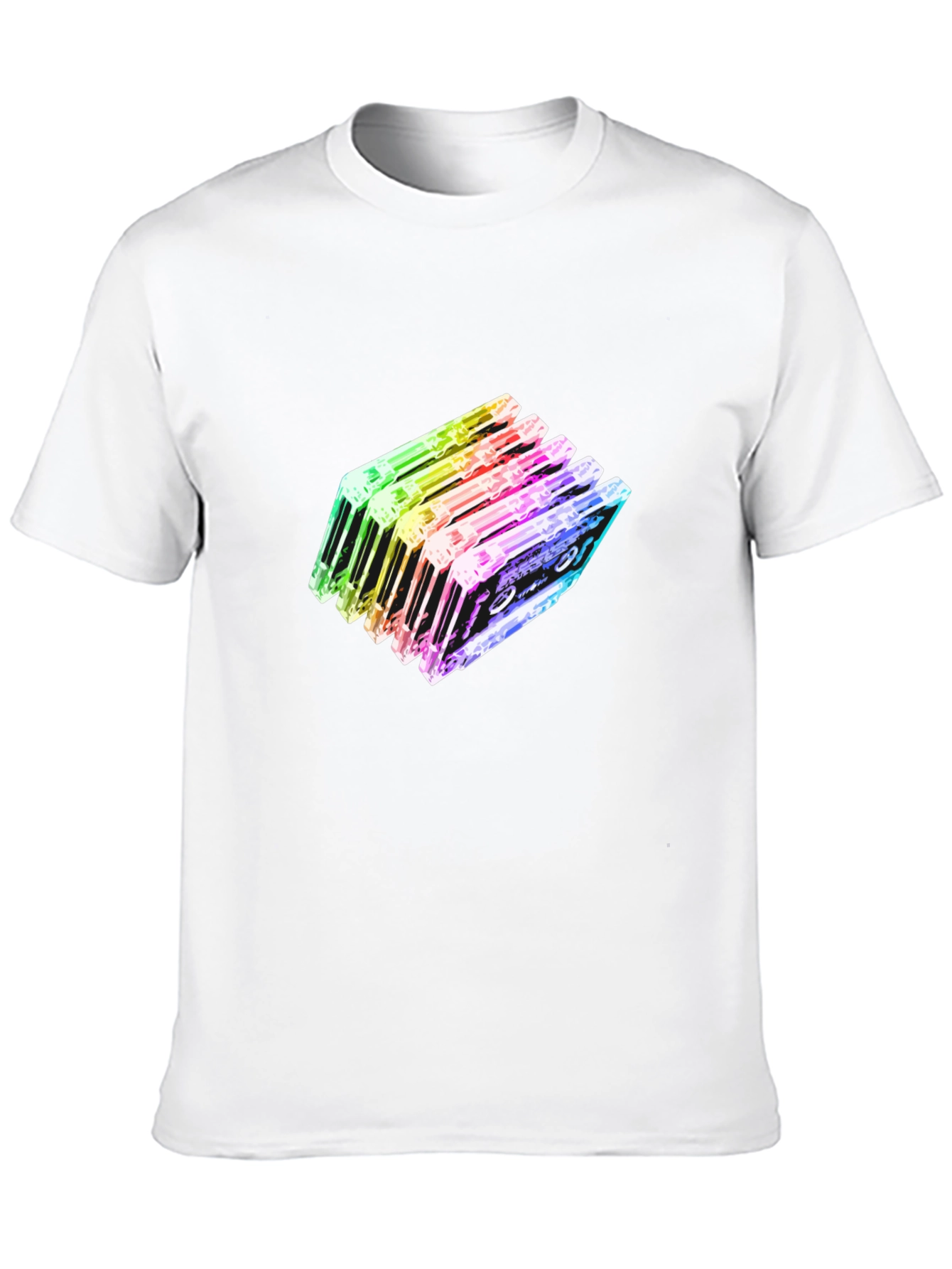 Rainbow Cassette Tapes Graphic Black T-Shirt