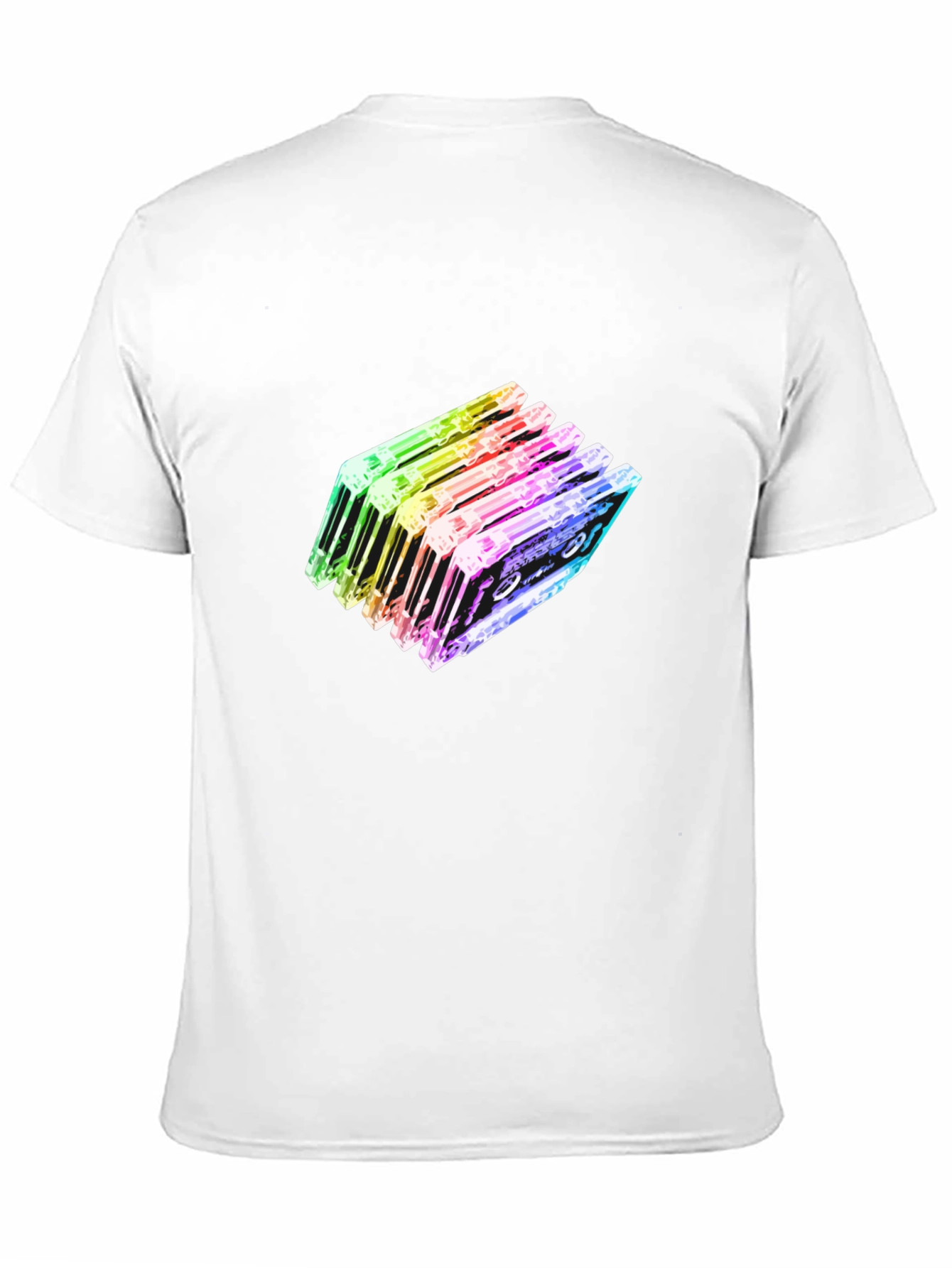 Rainbow Cassette Tapes Graphic Black T-Shirt