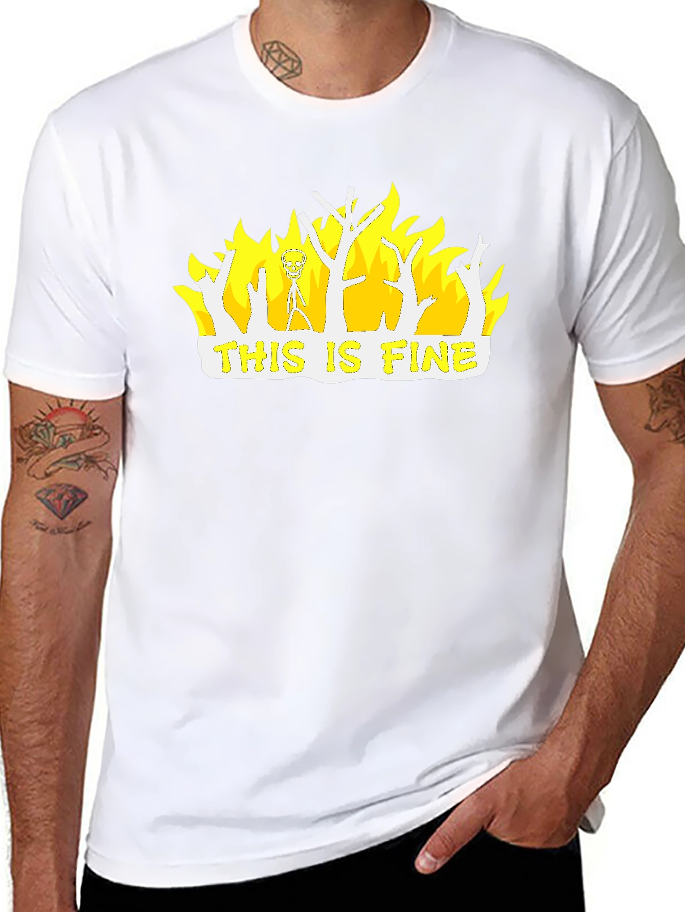 This Is Fine Graphic T-Shirt - Black
