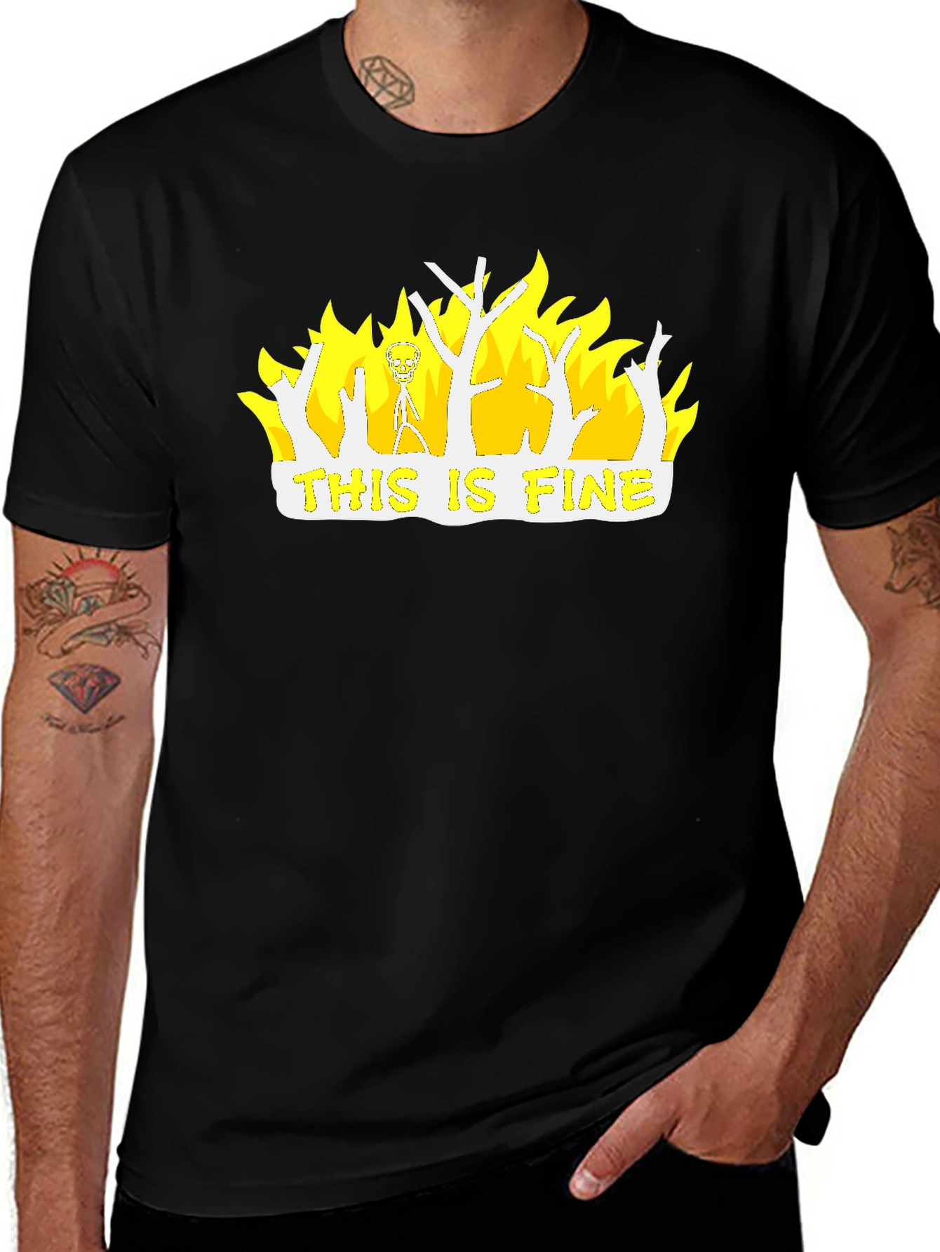 This Is Fine Graphic T-Shirt - Black