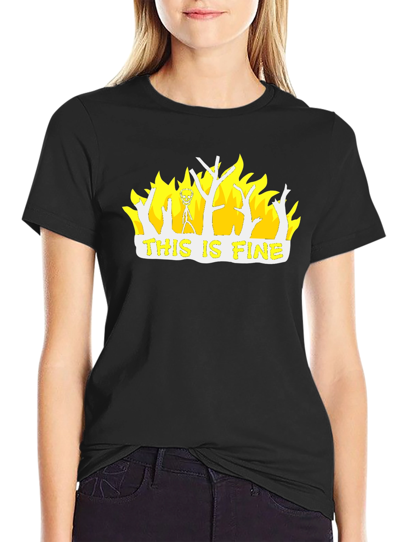 This Is Fine Graphic T-Shirt - Black