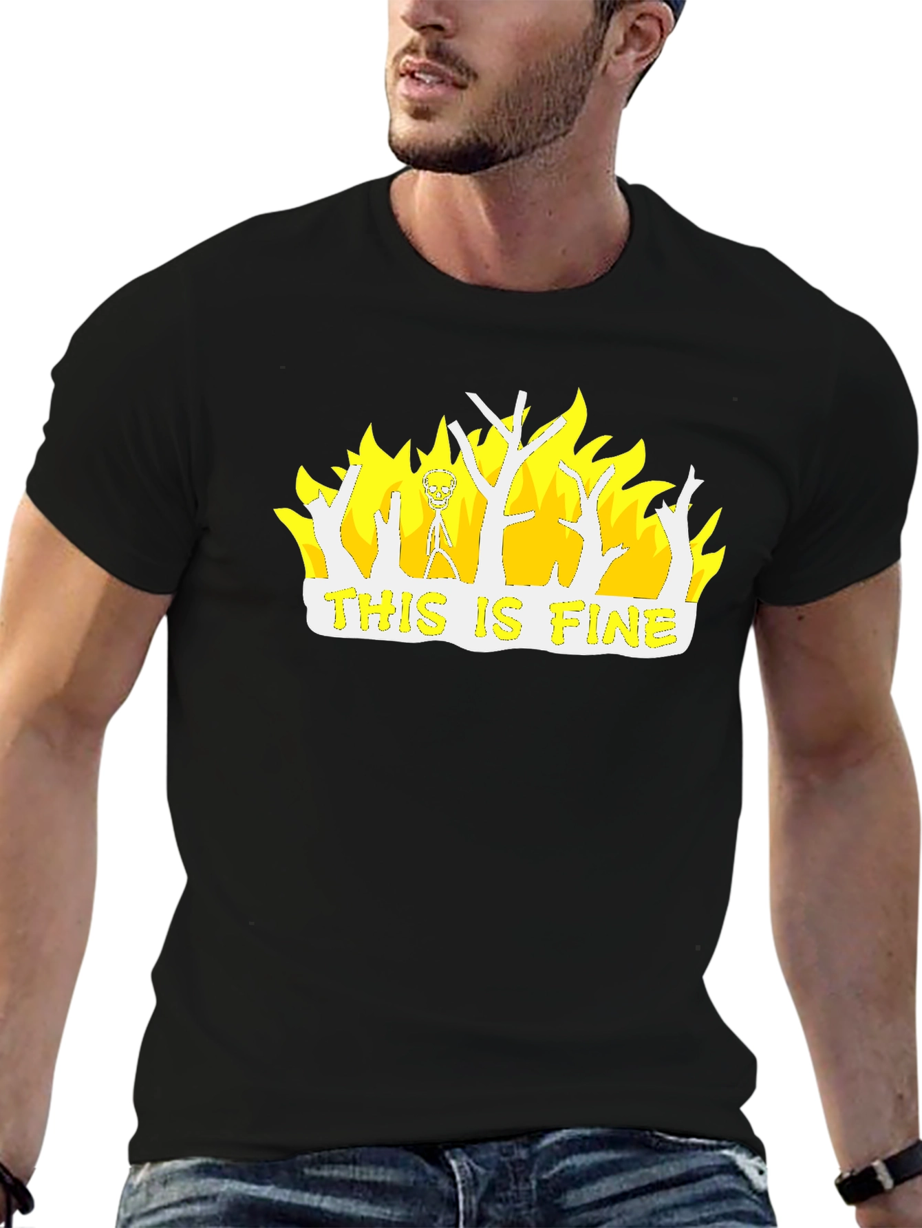 This Is Fine Graphic T-Shirt - Black