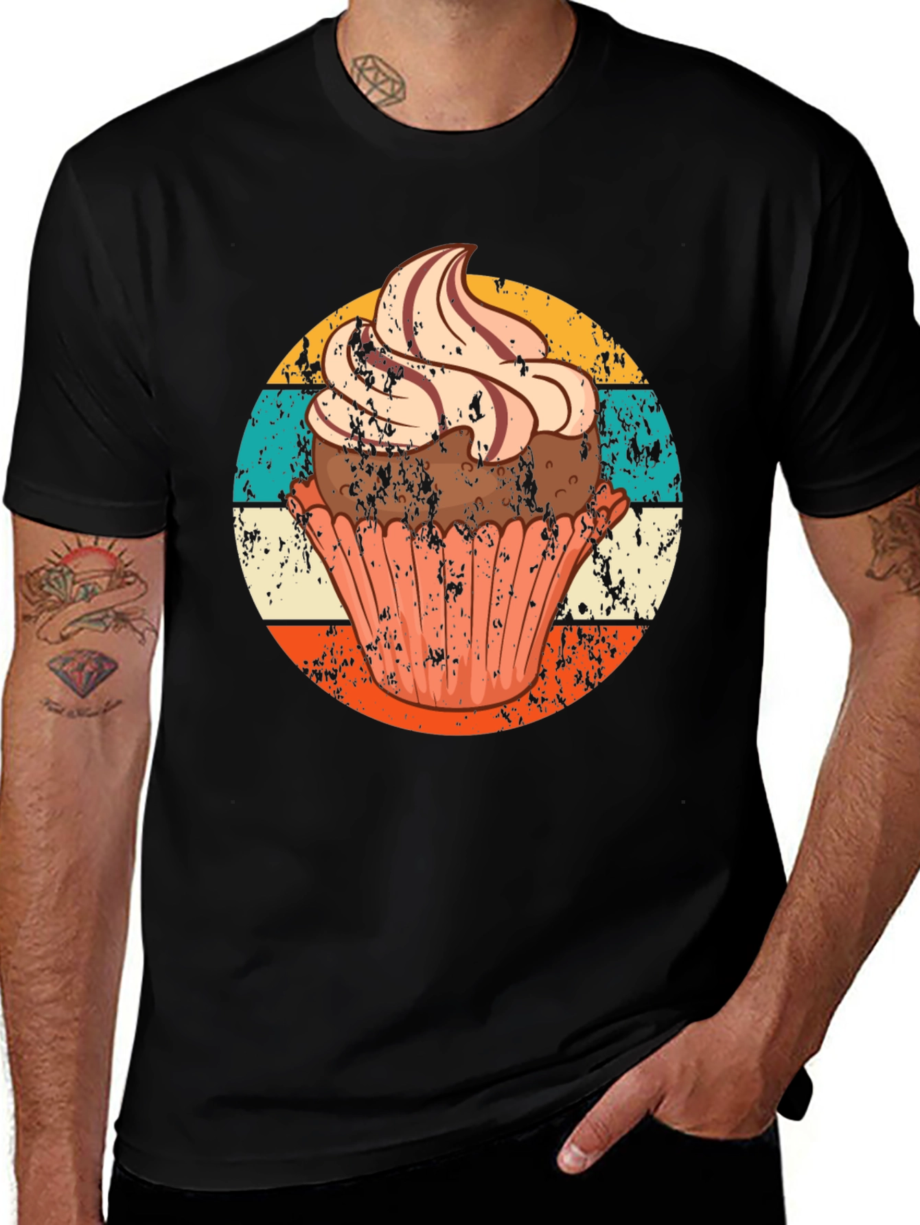 Cupcake Graphic T-Shirt - Retro Style Design