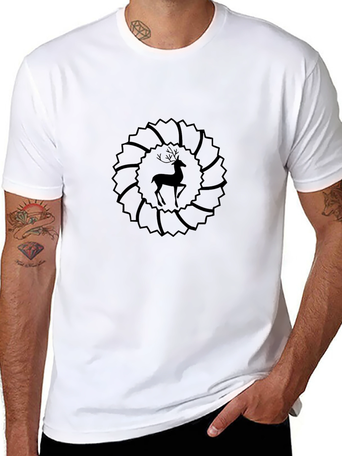 Black Deer Graphic Tee - Mens Casual Fashion