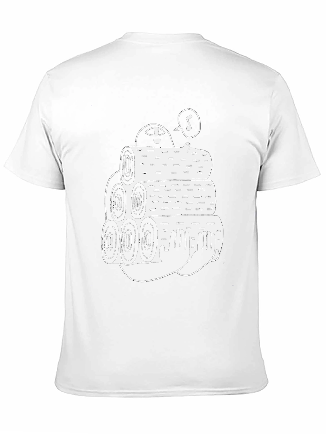 Black Tee with Funny Lumberjack Log Pile Graphic
