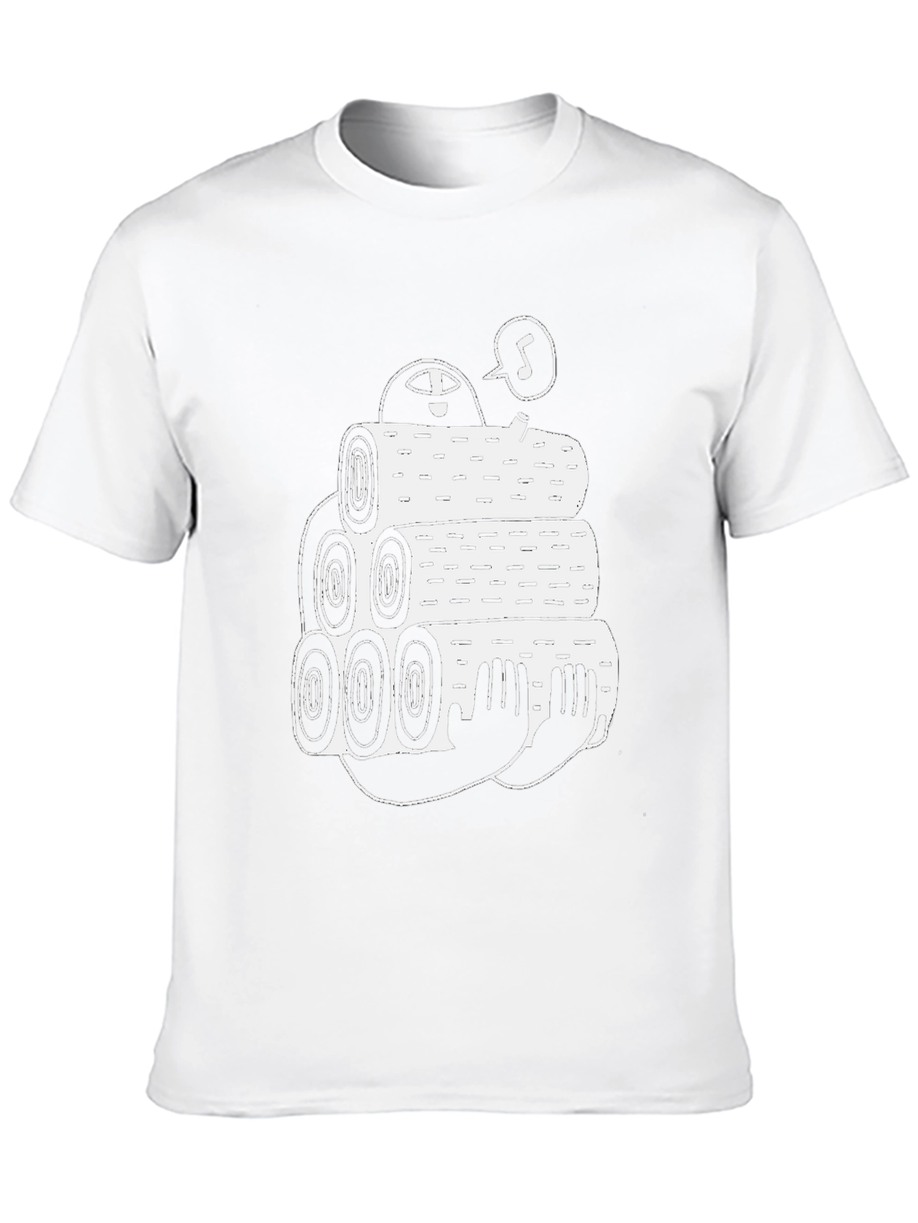 Black Tee with Funny Lumberjack Log Pile Graphic