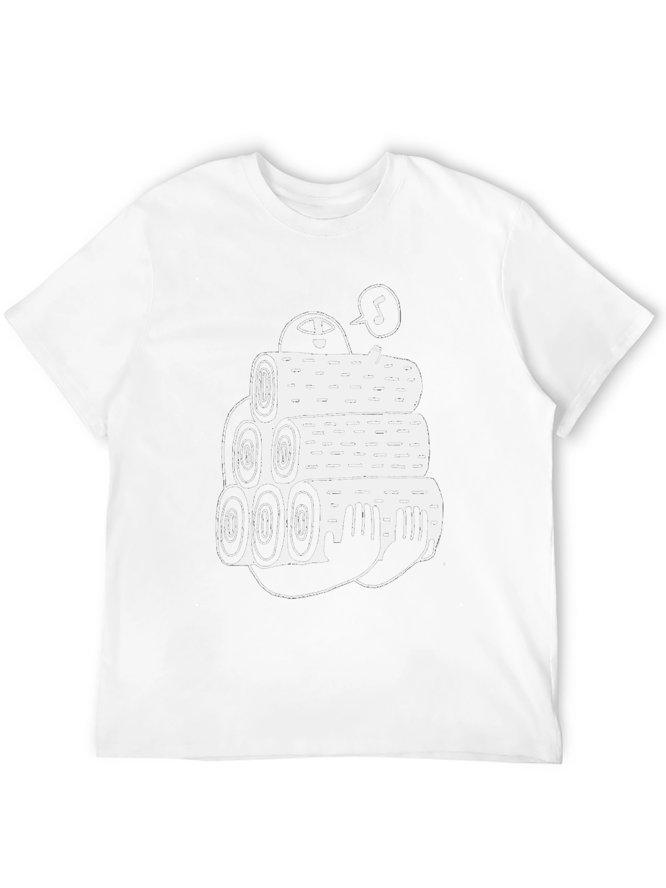 Black Tee with Funny Lumberjack Log Pile Graphic