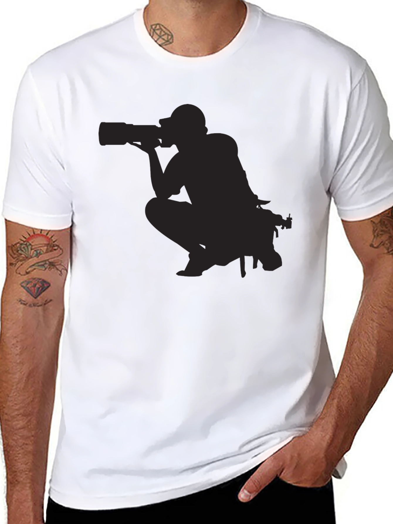 Photographer Silhouette Graphic Tee - Black