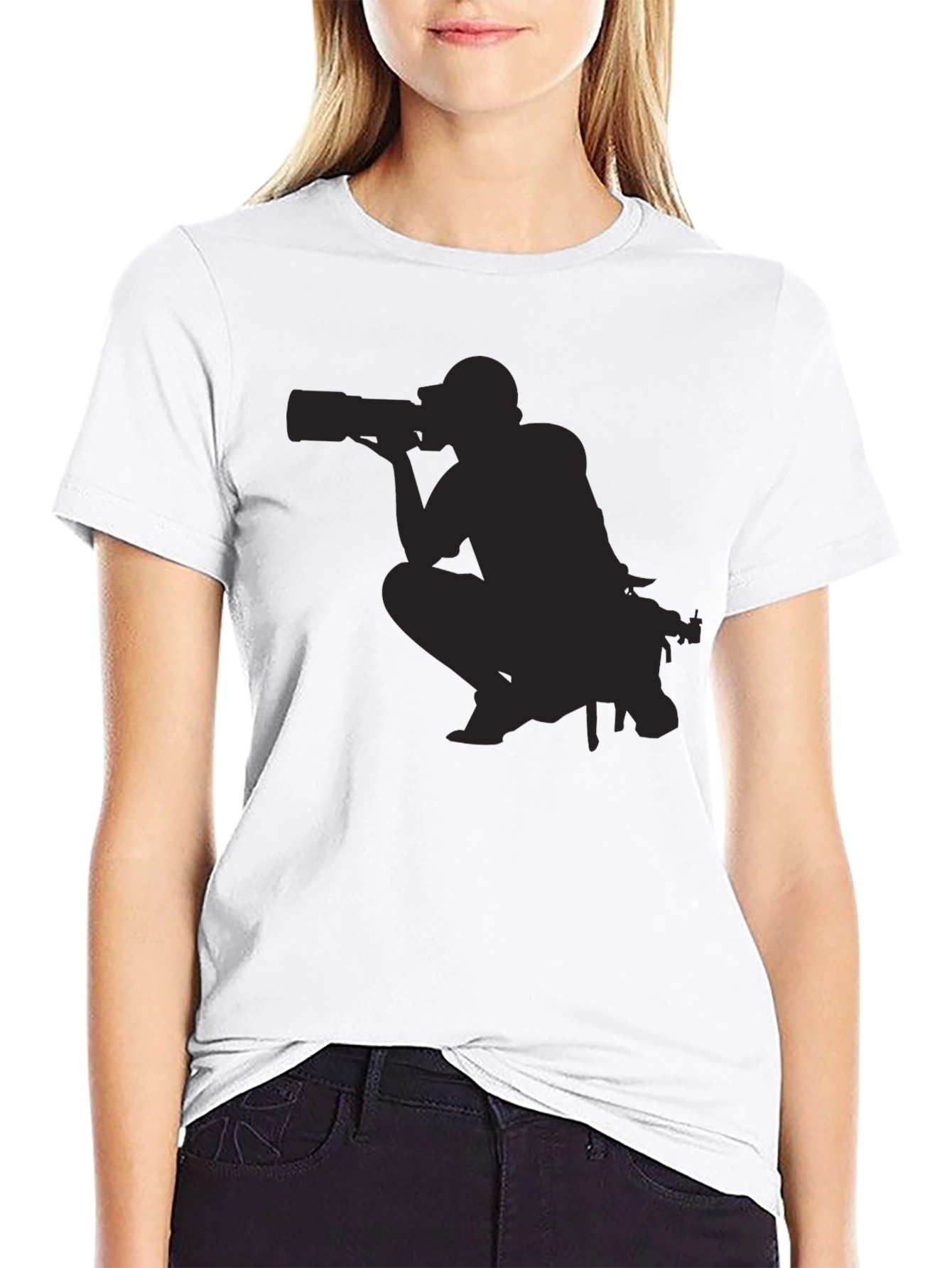 Photographer Silhouette Graphic Tee - Black
