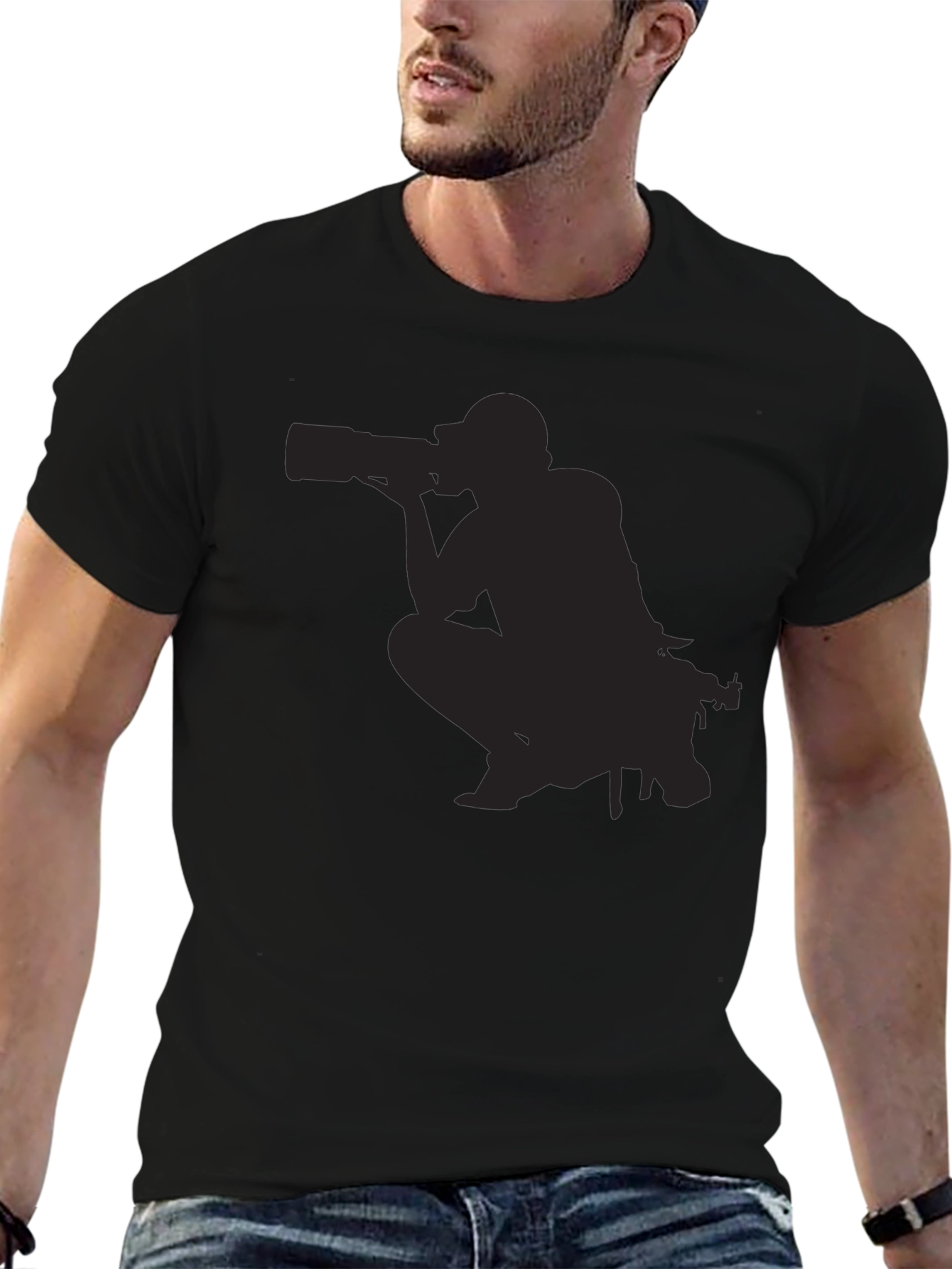 Photographer Silhouette Graphic Tee - Black