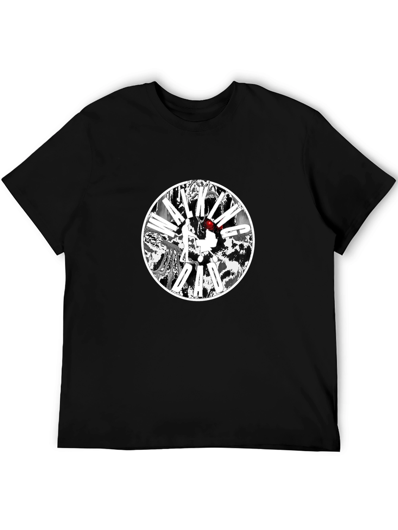 Black T-Shirt with Circular Graphic Design