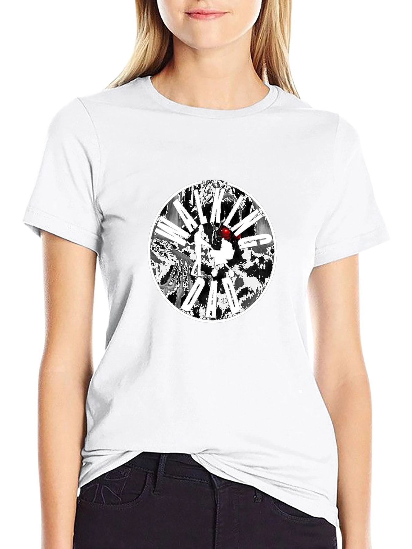 Black T-Shirt with Circular Graphic Design