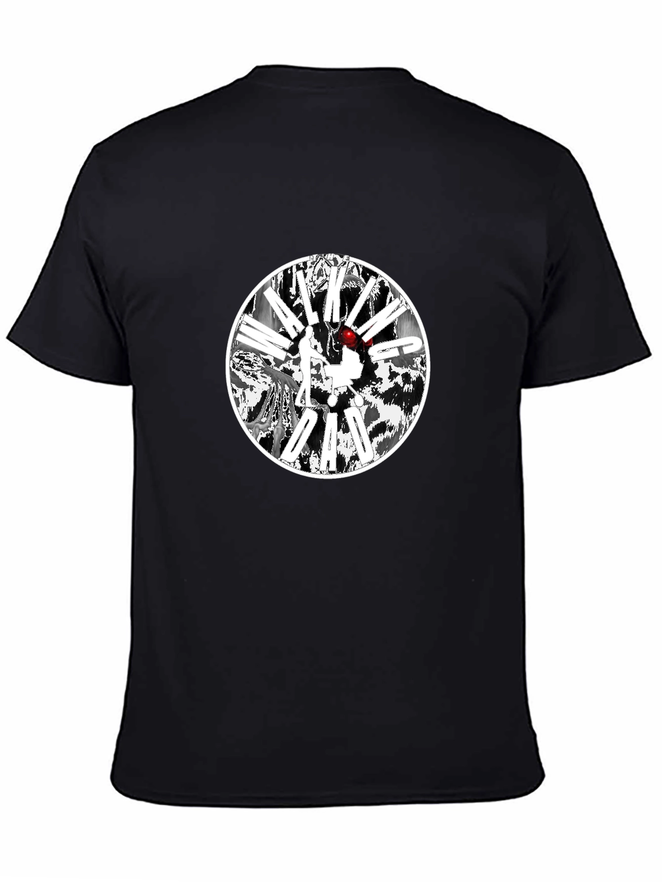 Black T-Shirt with Circular Graphic Design