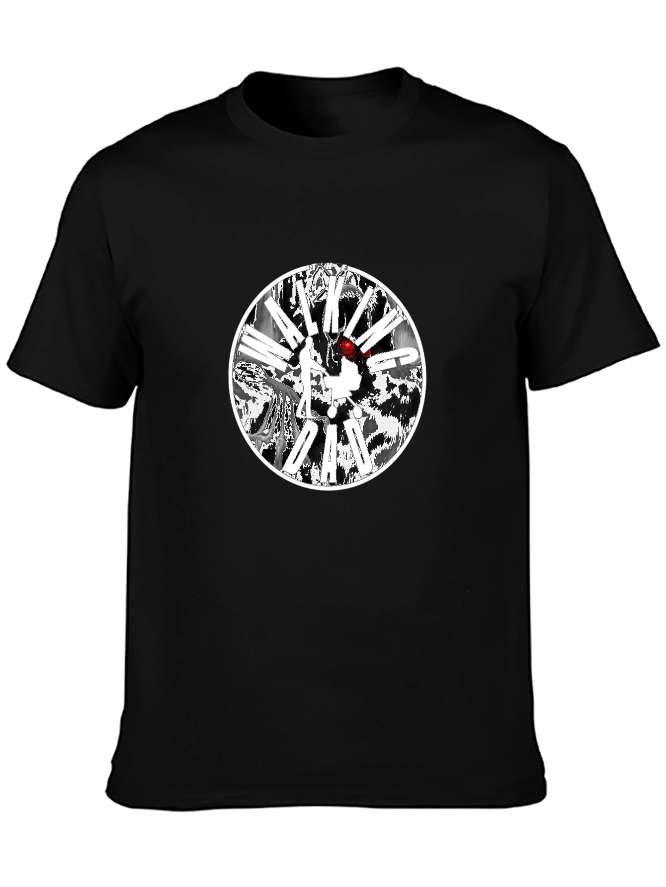 Black T-Shirt with Circular Graphic Design