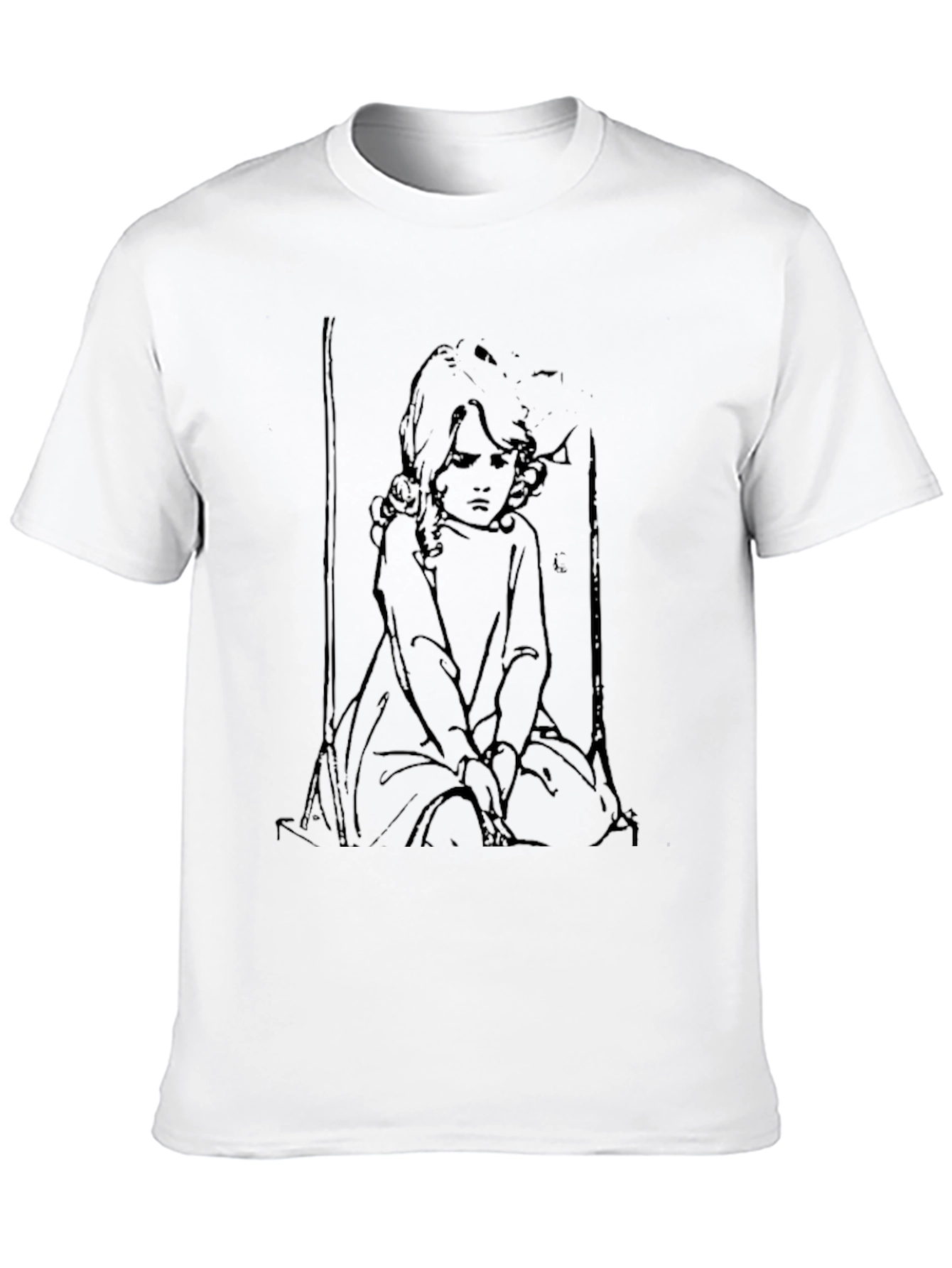 Monochrome Girl on Swing Graphic Tee