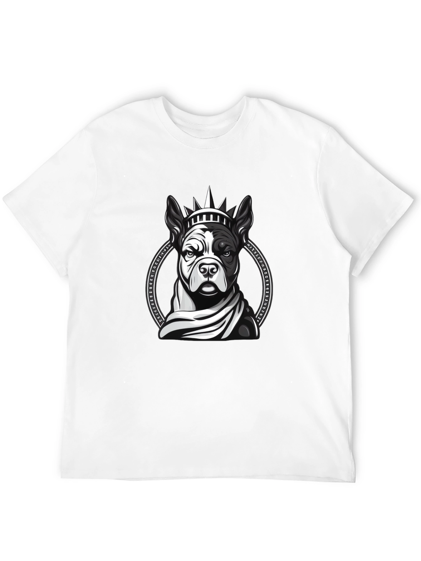 Dog Statue Liberty Graphic Tee - Black