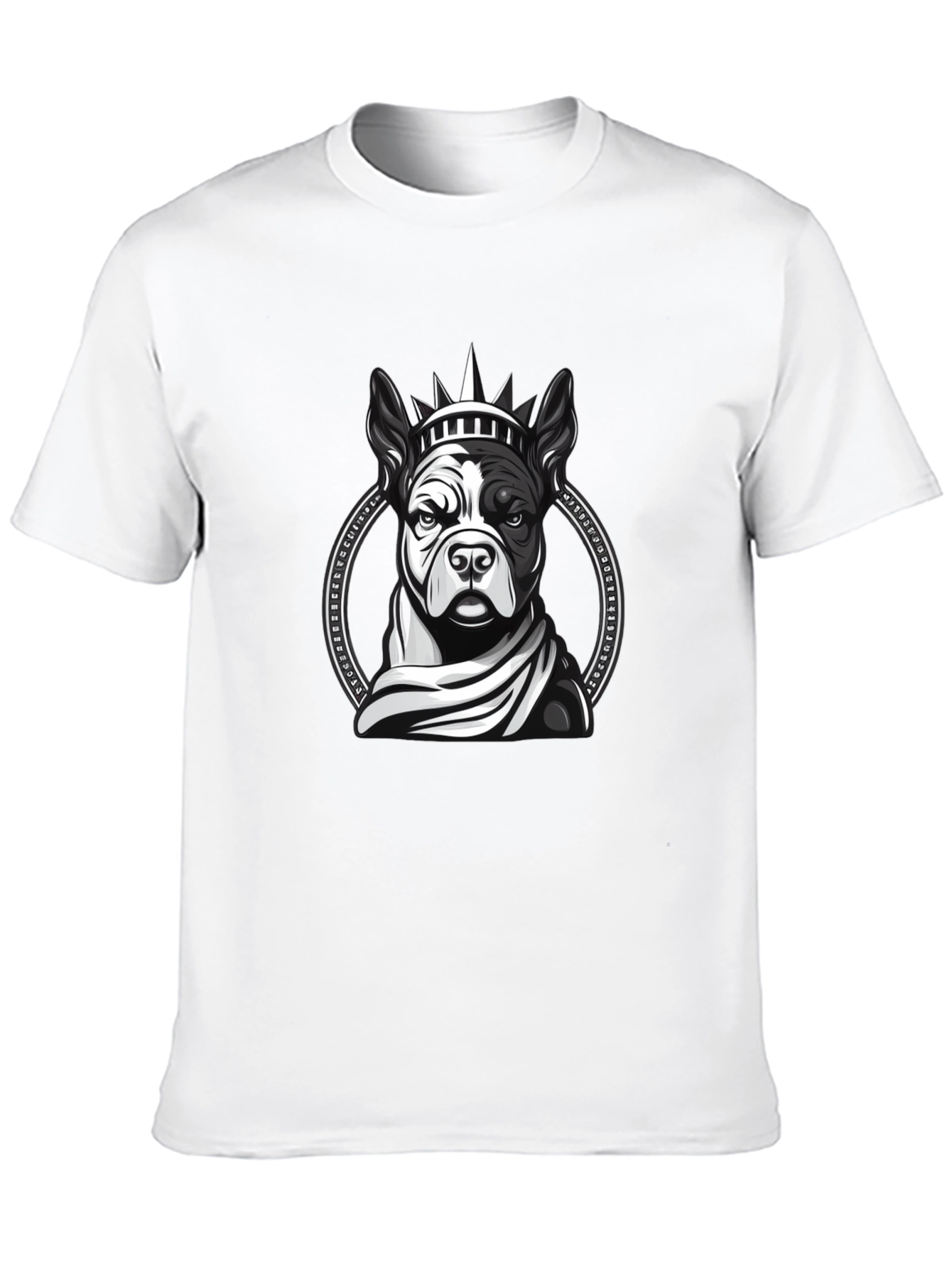Dog Statue Liberty Graphic Tee - Black