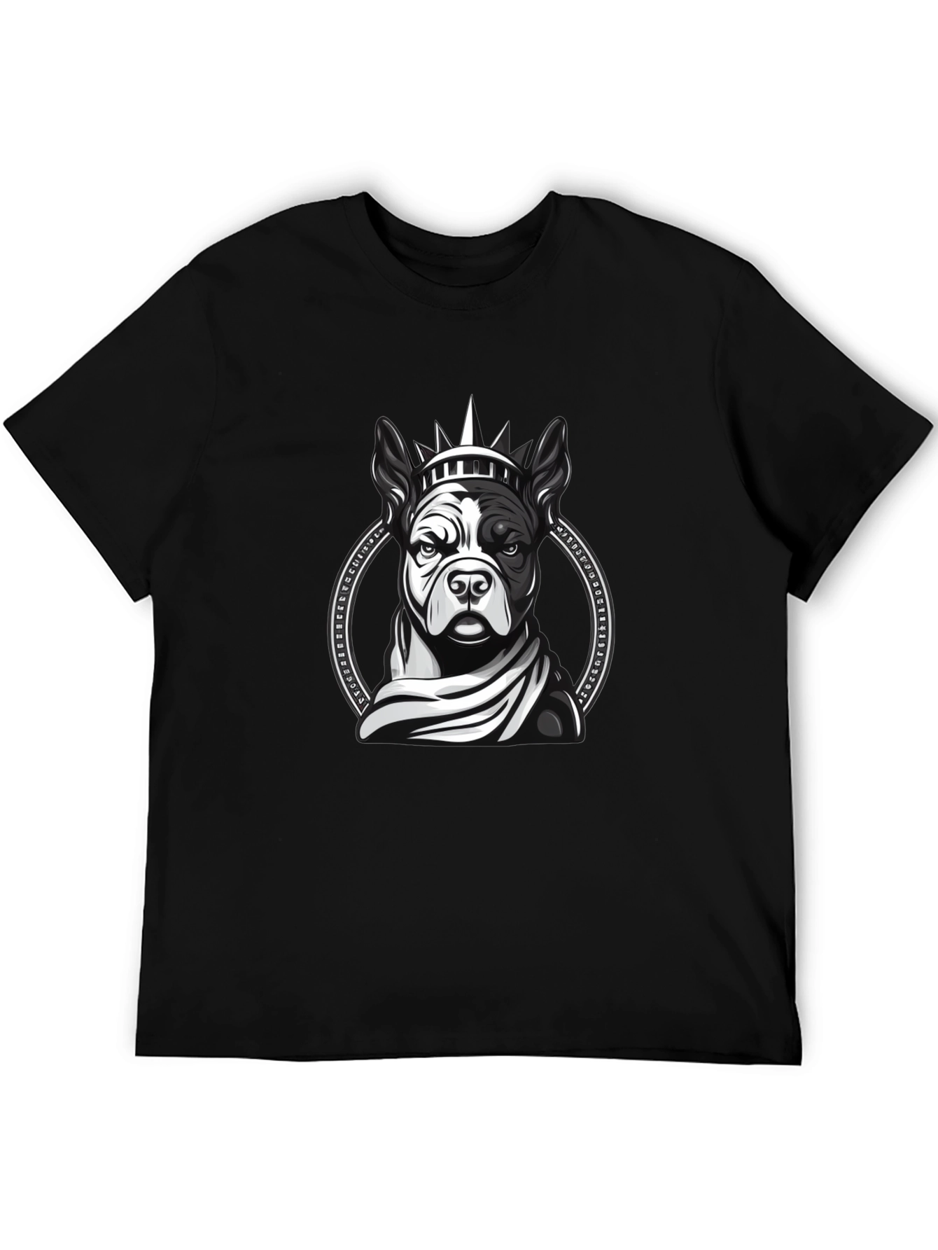 Dog Statue Liberty Graphic Tee - Black
