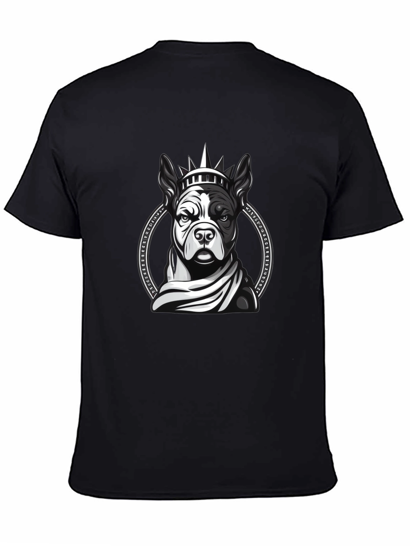 Dog Statue Liberty Graphic Tee - Black