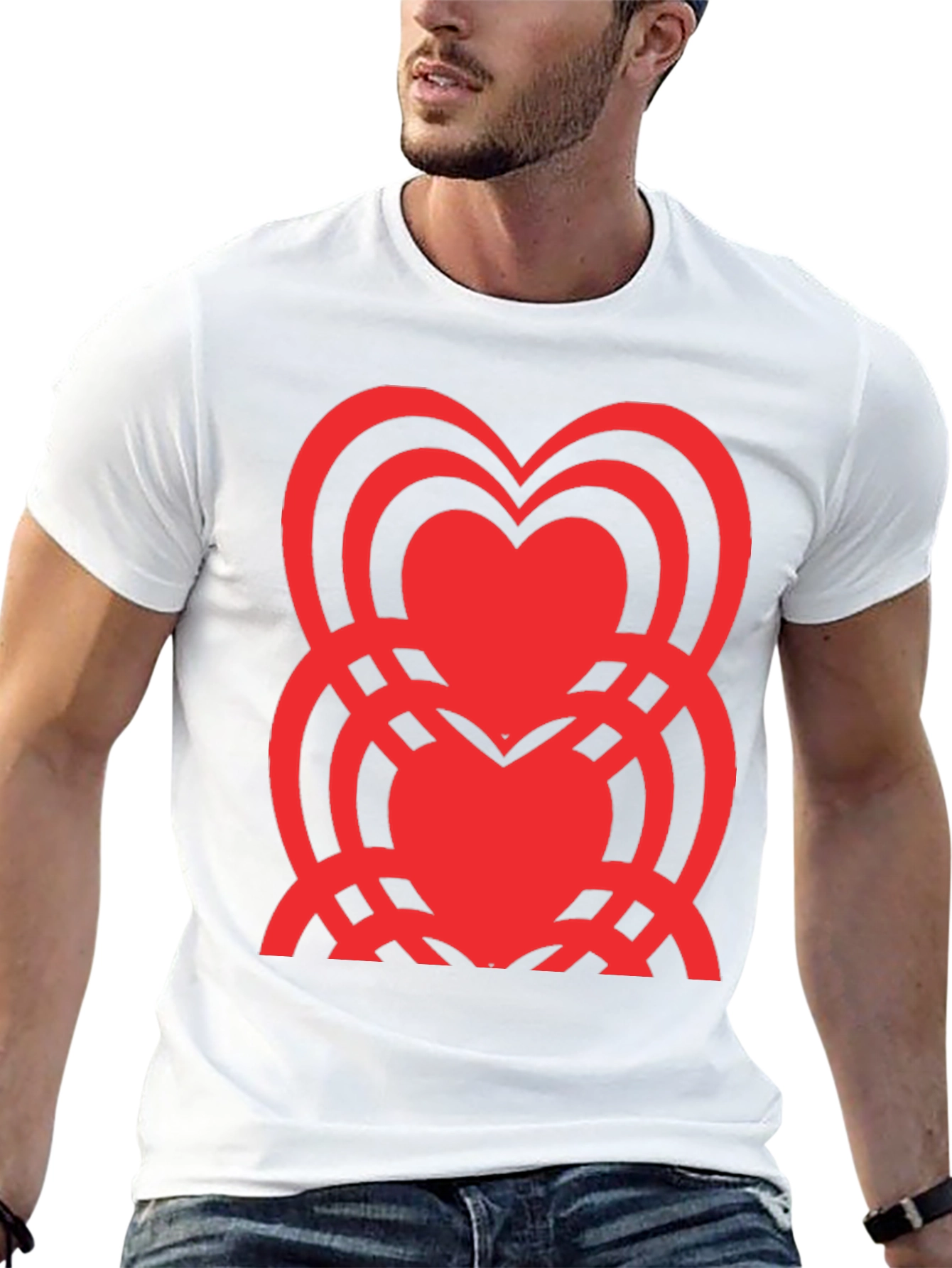 Heart Pattern Black T-Shirt