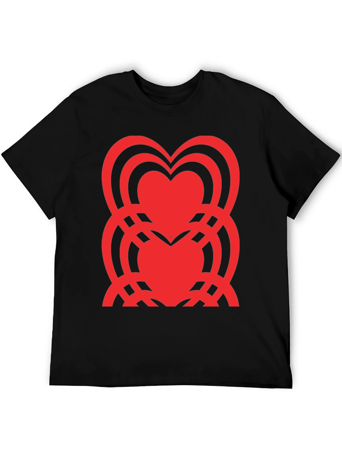 Heart Pattern Black T-Shirt