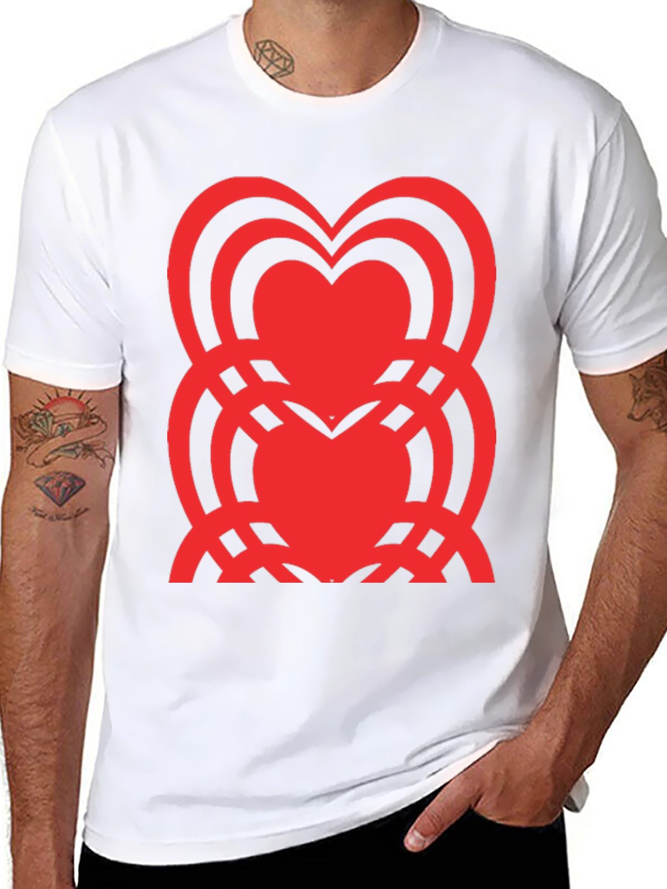 Heart Pattern Black T-Shirt