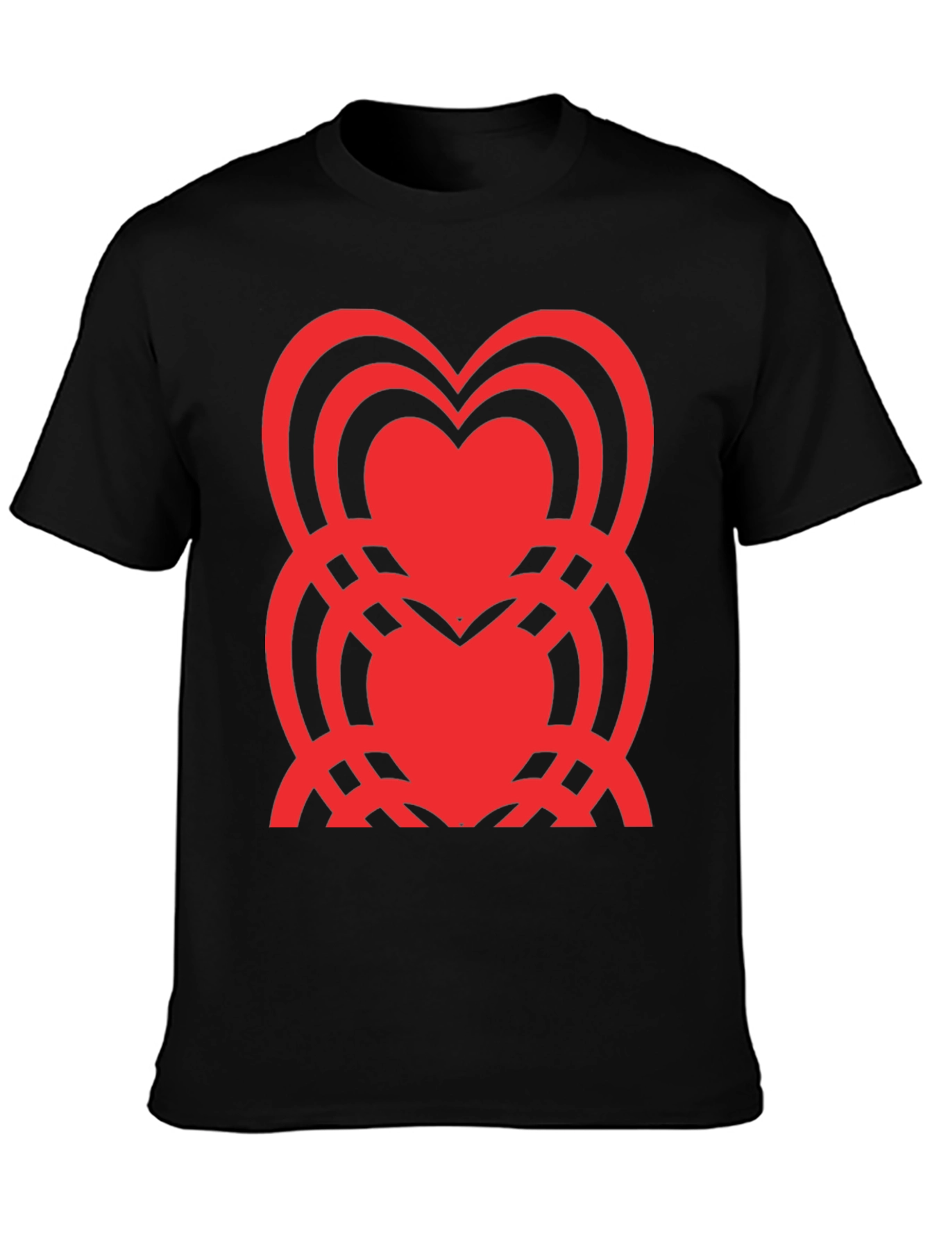 Heart Pattern Black T-Shirt