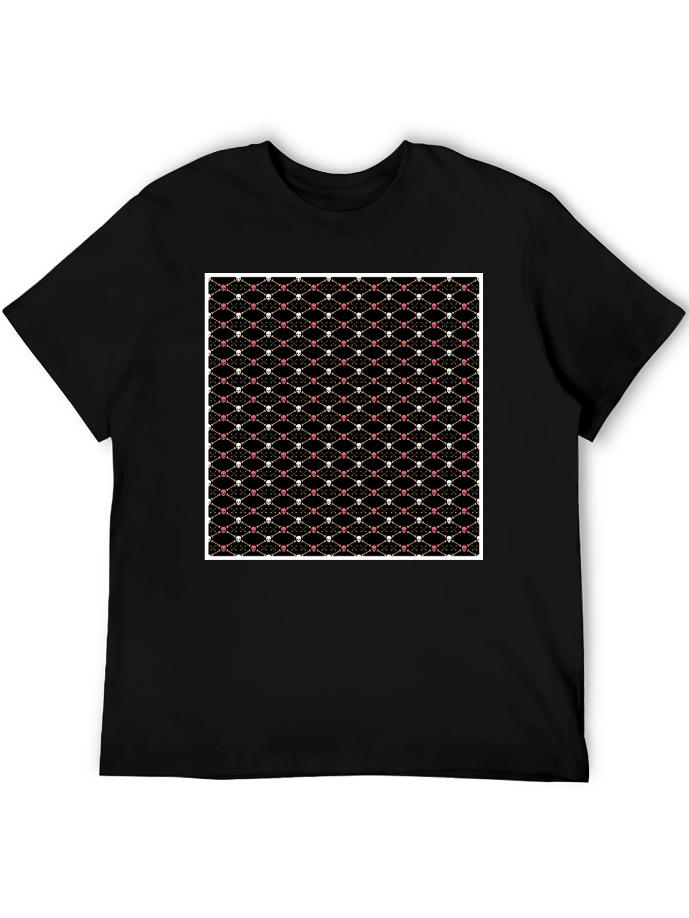 Skull & Bones Pattern T-Shirt - Black