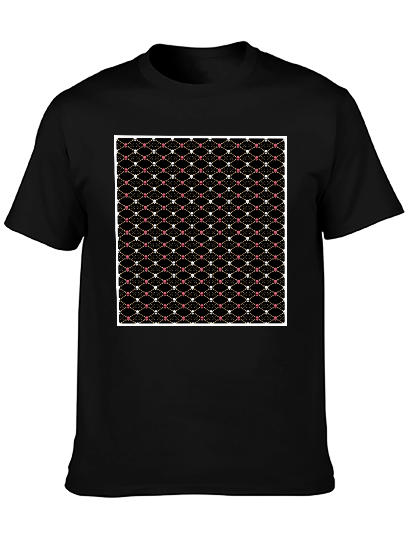 Skull & Bones Pattern T-Shirt - Black