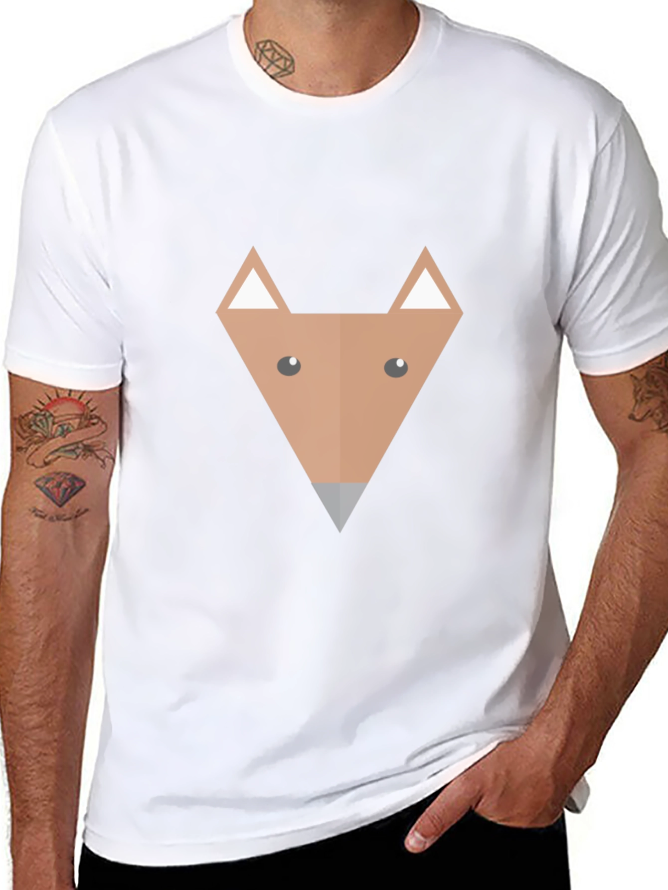 Geometric Fox Graphic Tee - Modern Mens T-Shirt