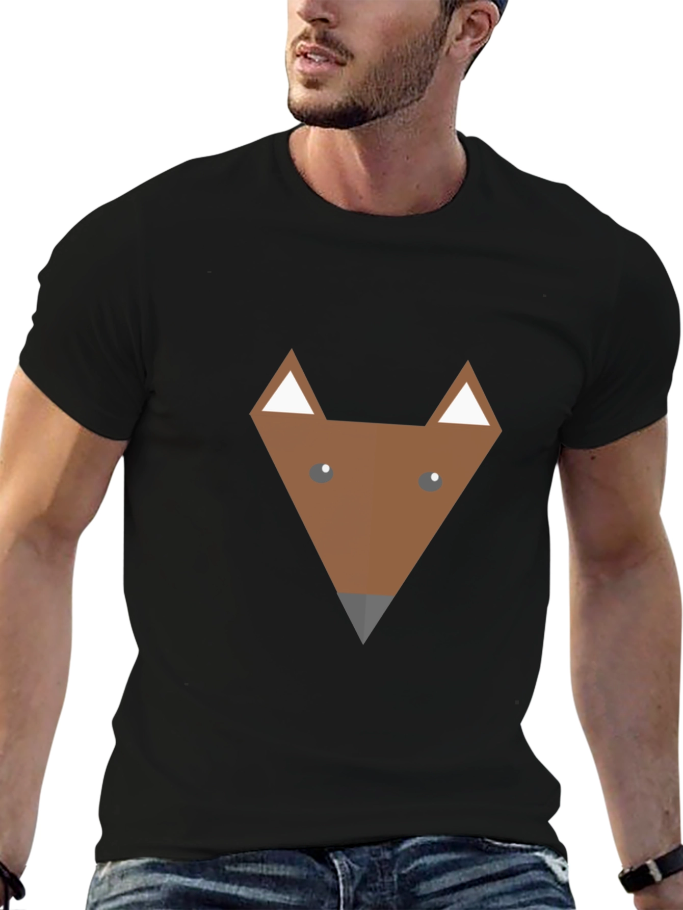 Geometric Fox Graphic Tee - Modern Mens T-Shirt