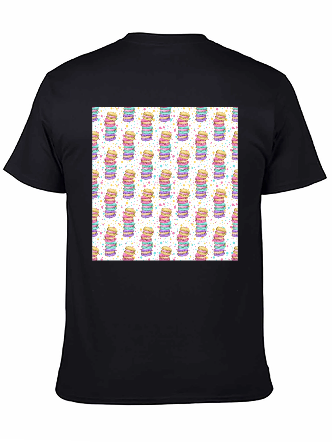 Macaron Stack Pattern T-Shirt - Sweet Treat Design