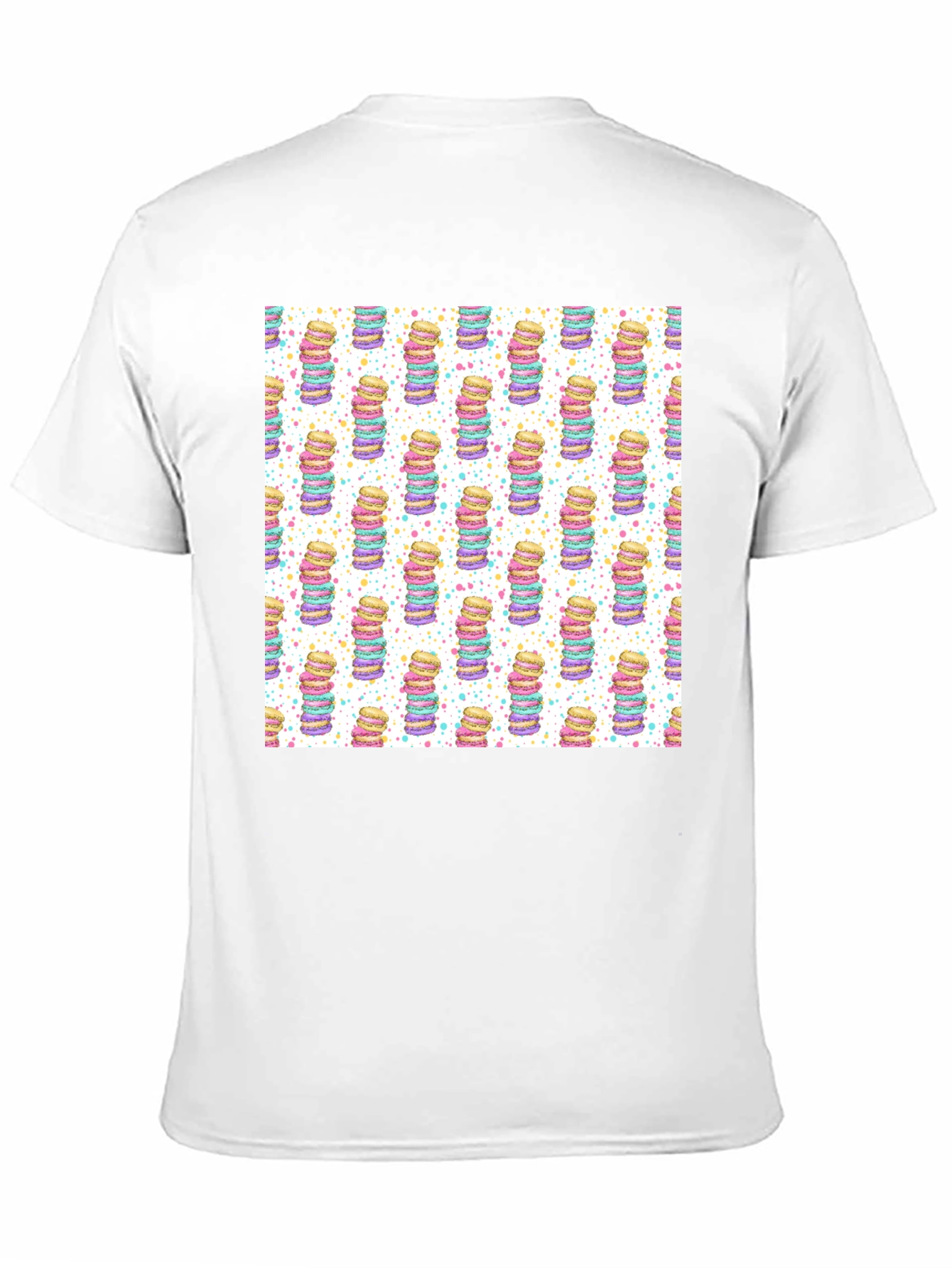 Macaron Stack Pattern T-Shirt - Sweet Treat Design