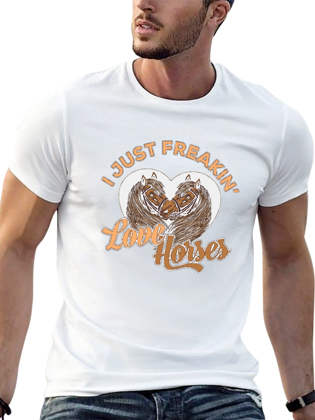 I Just Freakin Love Horses Black Graphic T-Shirt