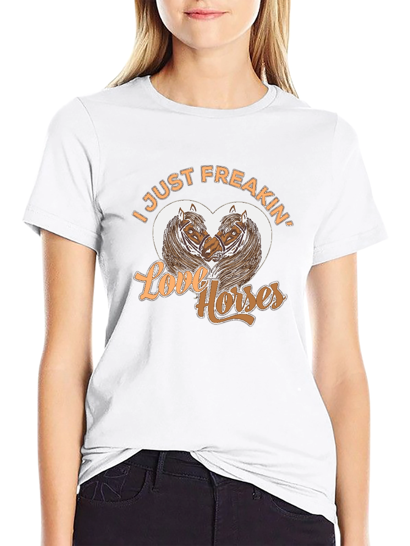 I Just Freakin Love Horses Black Graphic T-Shirt
