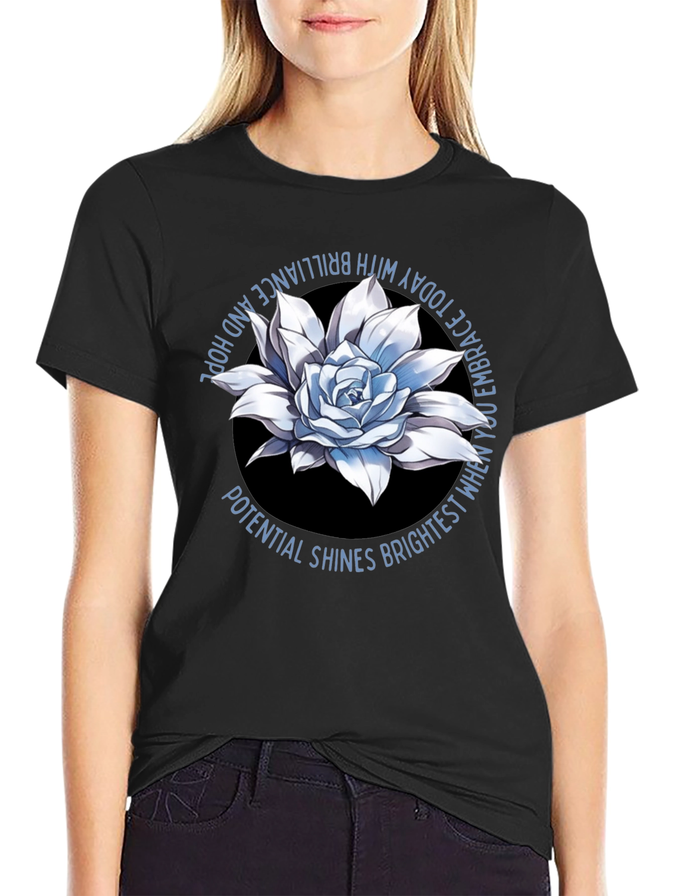 Floral Graphic Tee - Embrace Brilliance and Hope